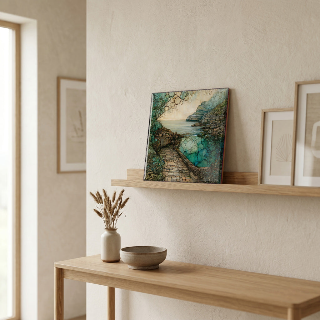 In the entryway, first thing you see.