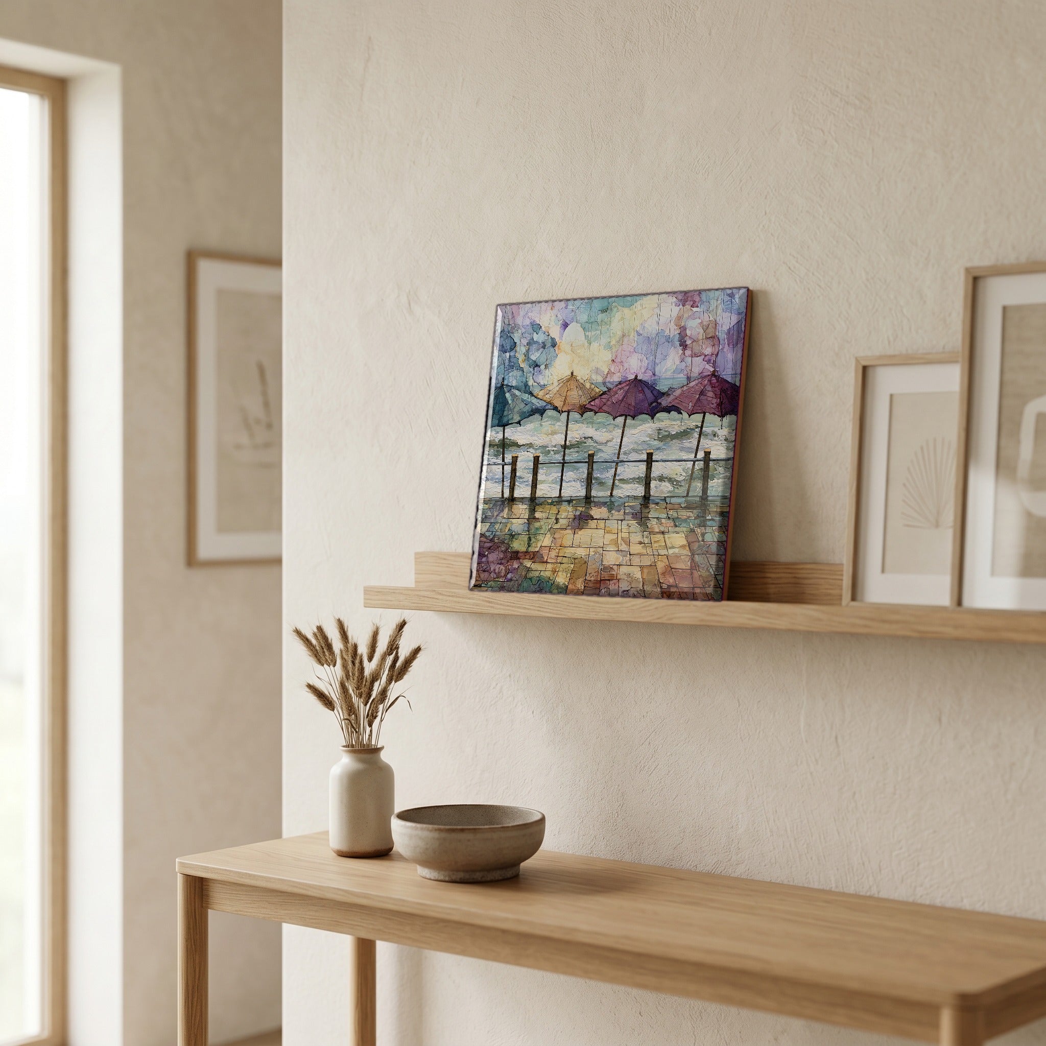 In the entryway, first thing you see.