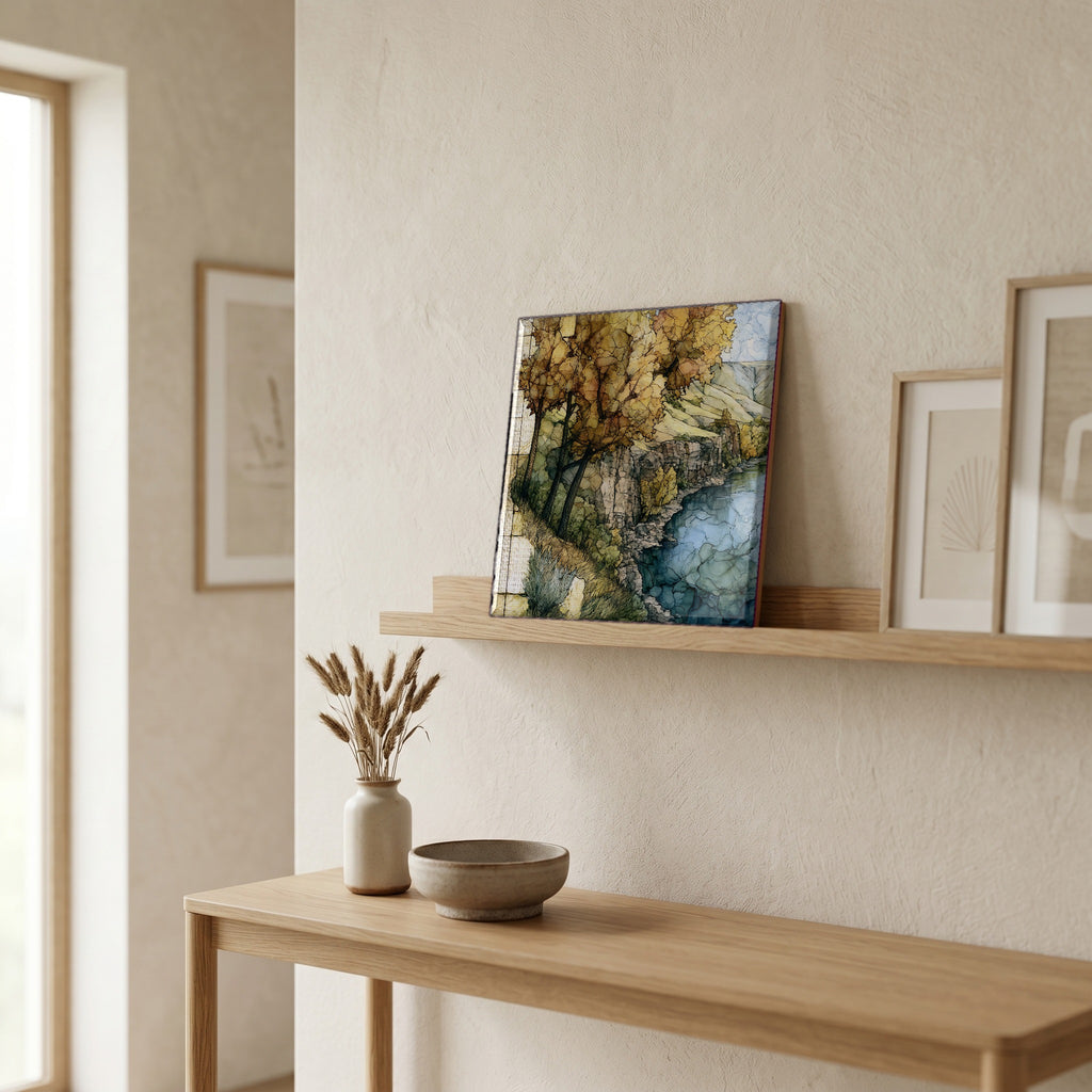 In the entryway, first thing you see.