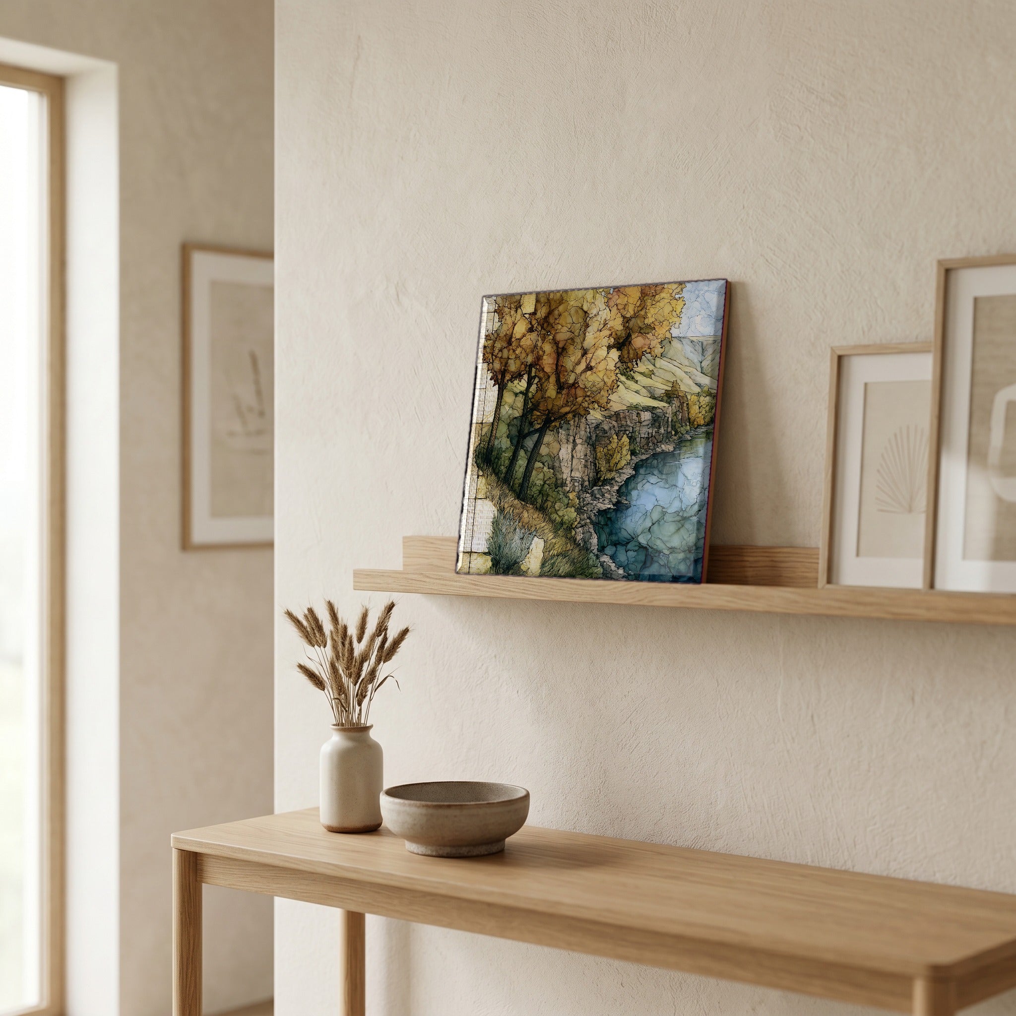 In the entryway, first thing you see.