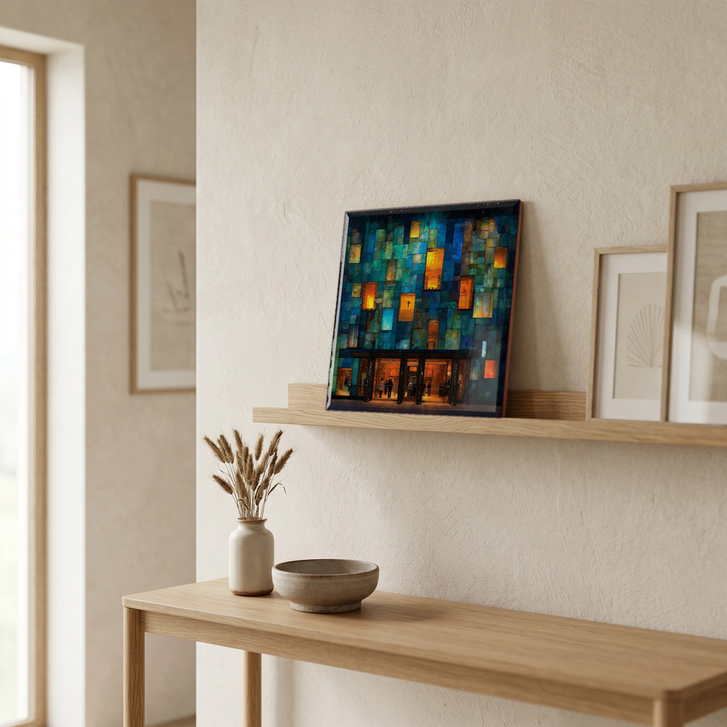 In the entryway, first thing you see.