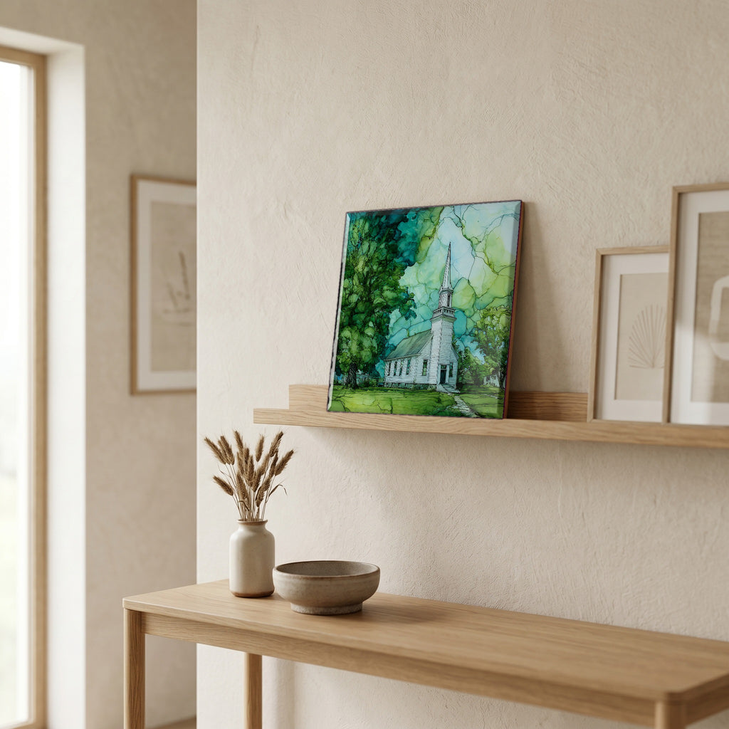 In the entryway, first thing you see.