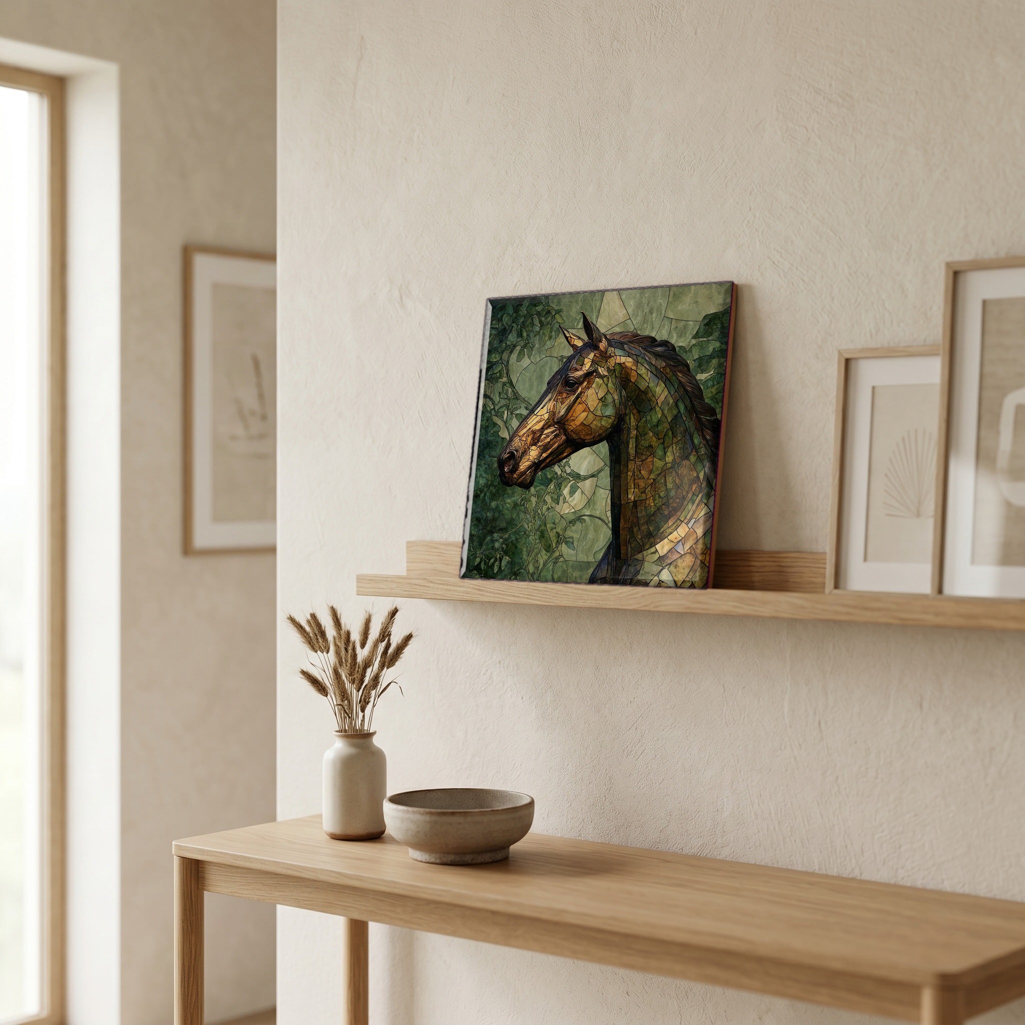 In the entryway, first thing you see.