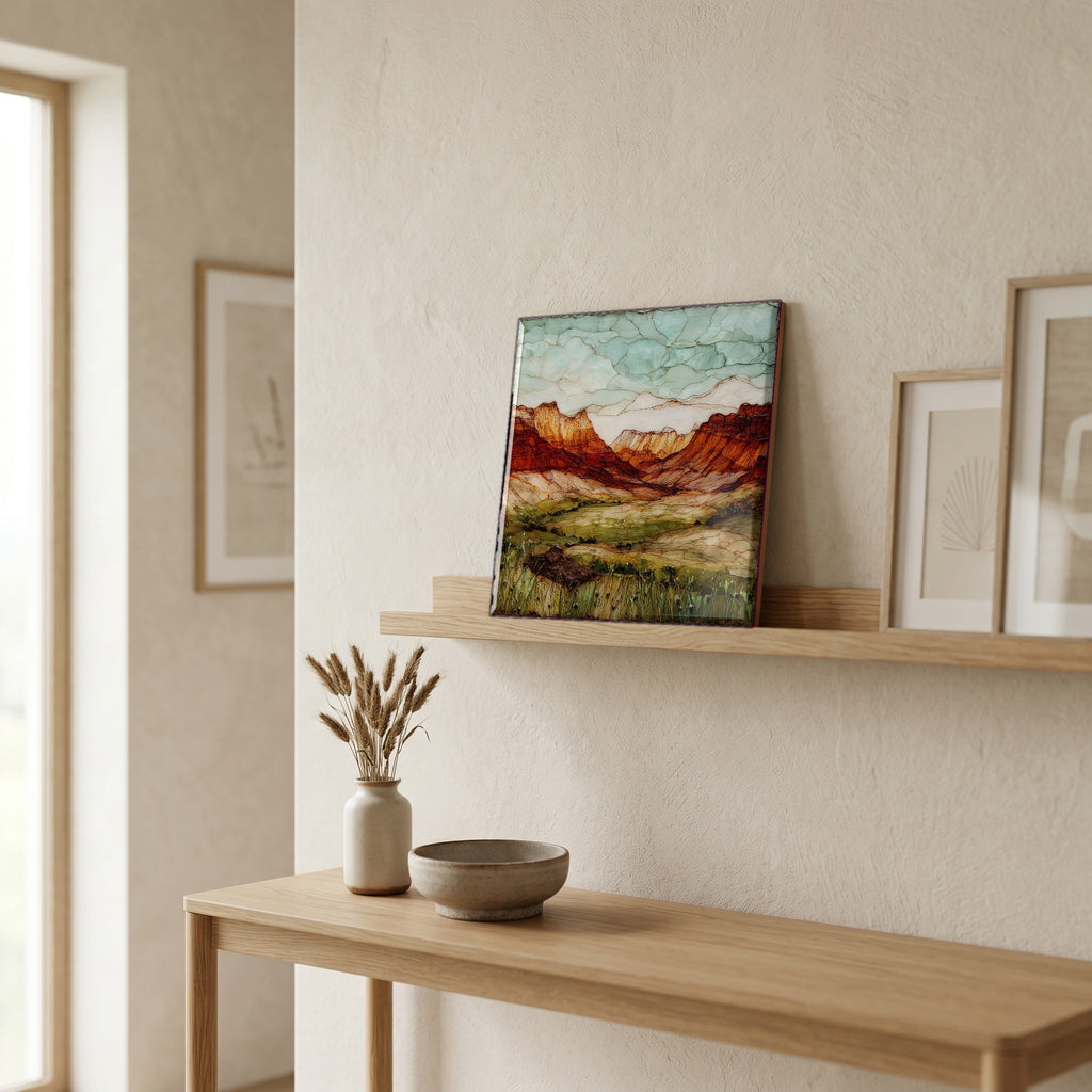In the entryway, first thing you see.