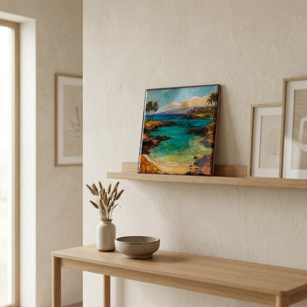 On a picture ledge, where the light comes in.