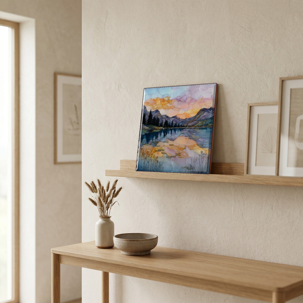 On a picture ledge, where the light comes in.