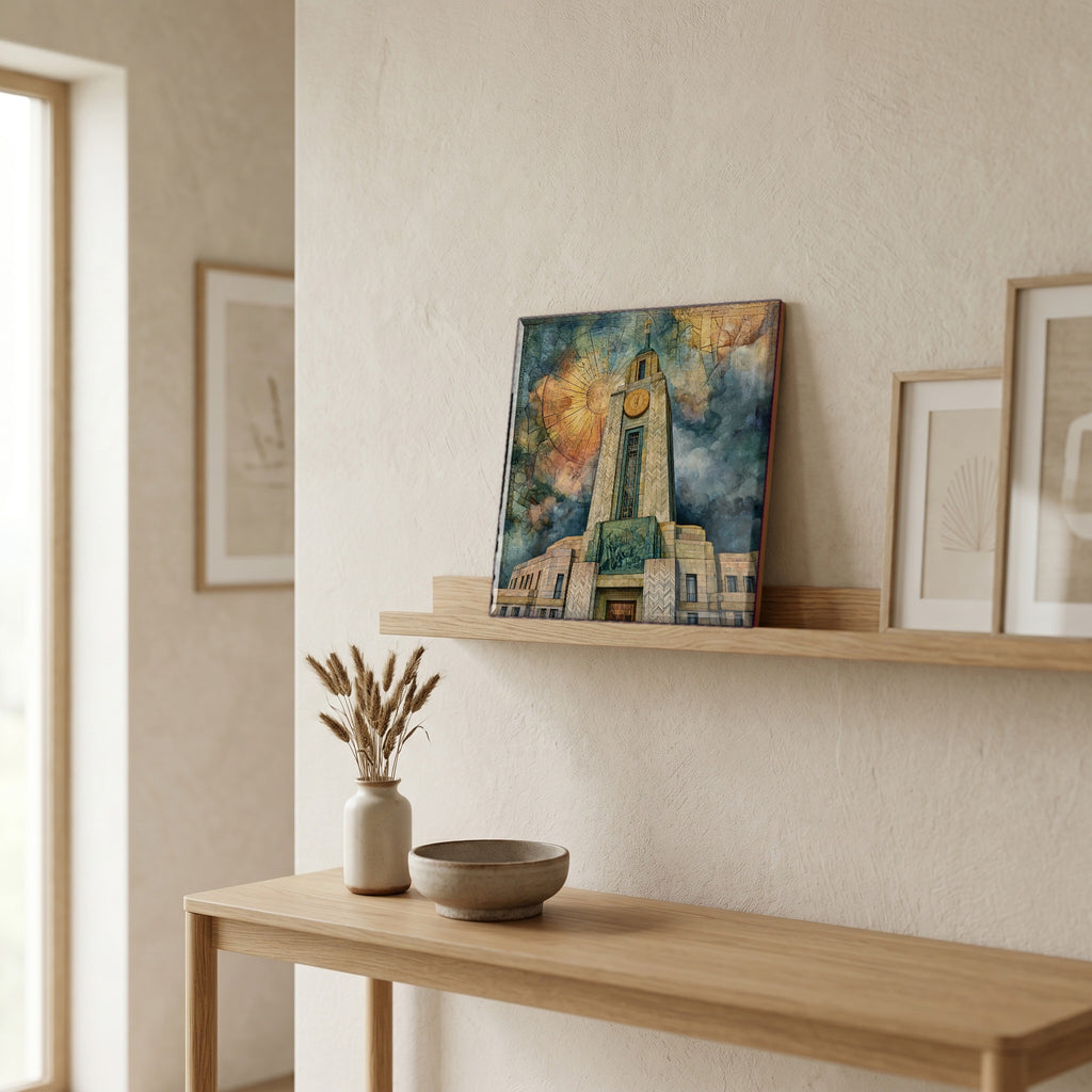 In the entryway, first thing you see.