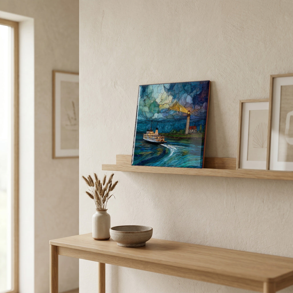 In the entryway, first thing you see.
