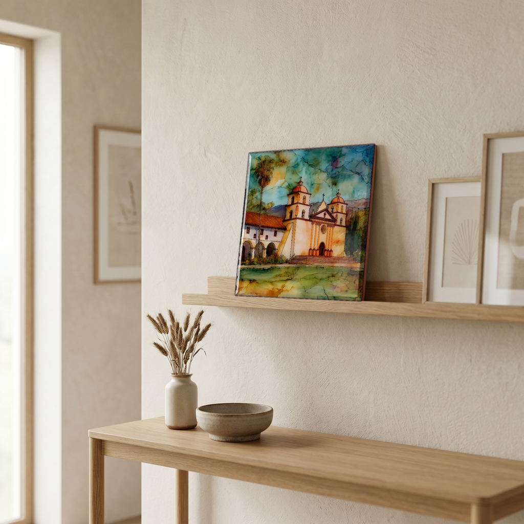 On a picture ledge, where the light comes in.