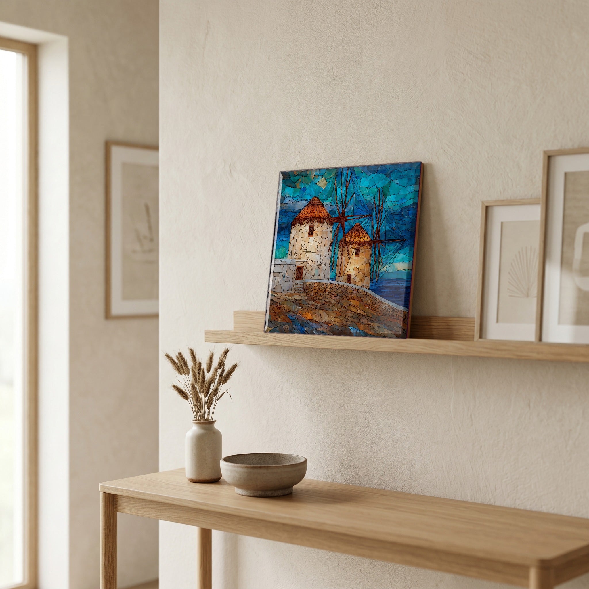In the entryway, first thing you see.