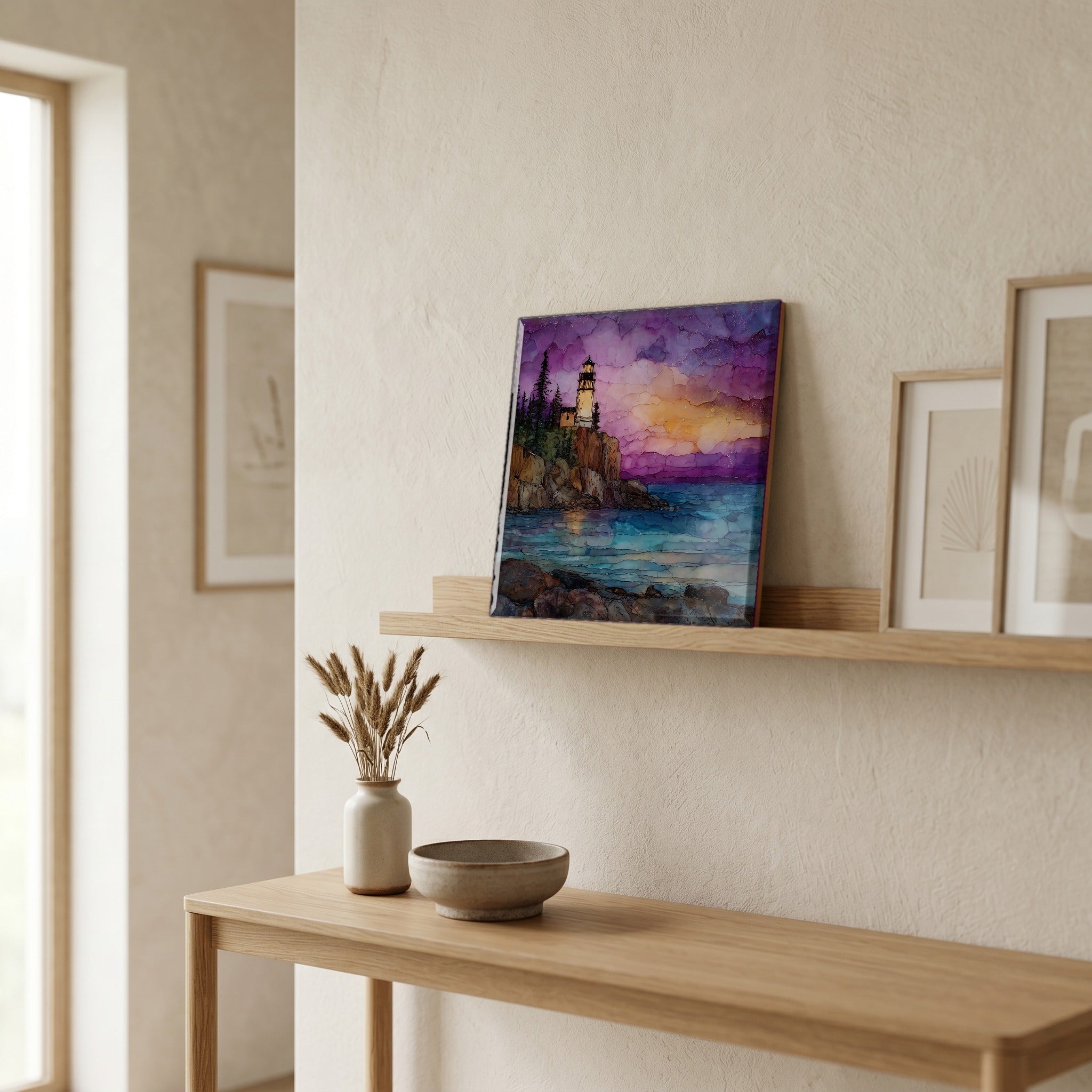 In the entryway, first thing you see.