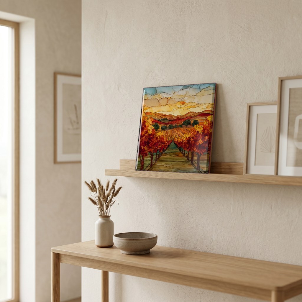 On a picture ledge, where the light comes in.