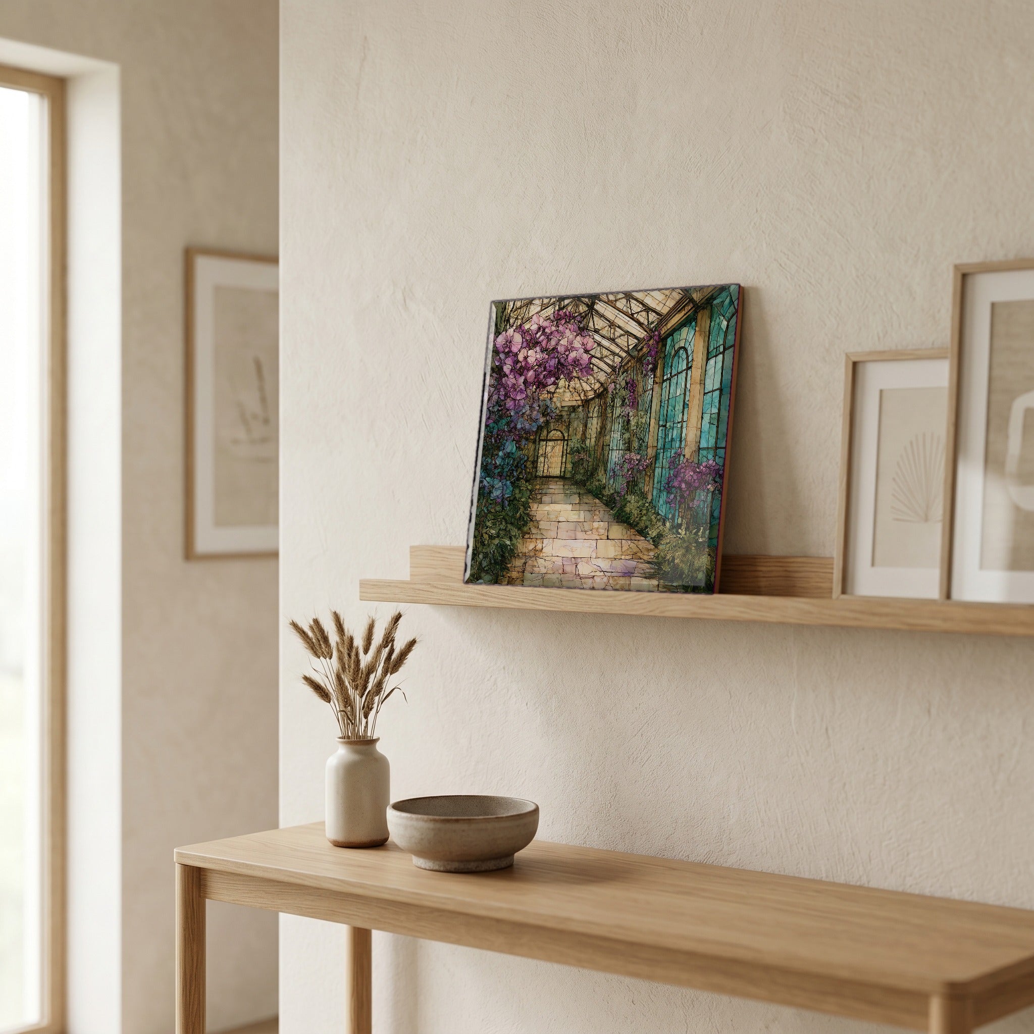In the entryway, first thing you see.
