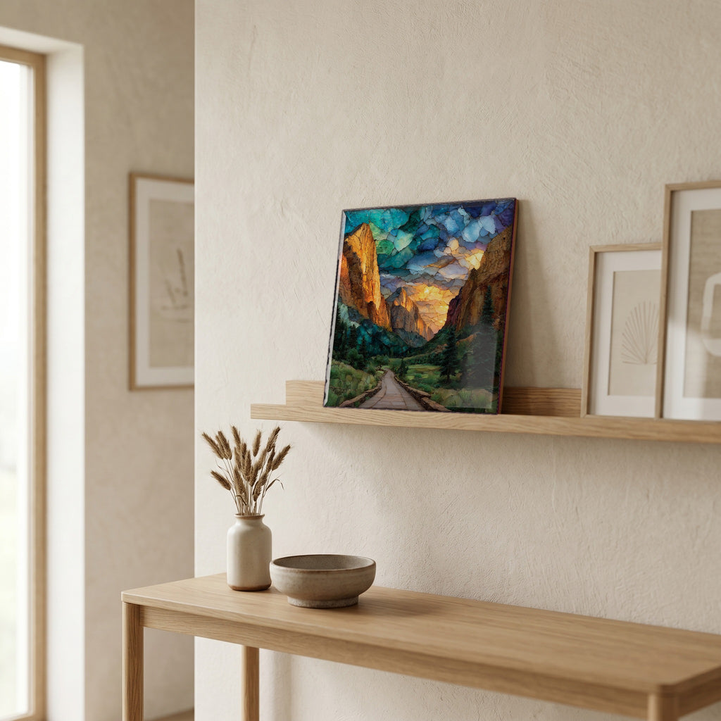 In the entryway, first thing you see.