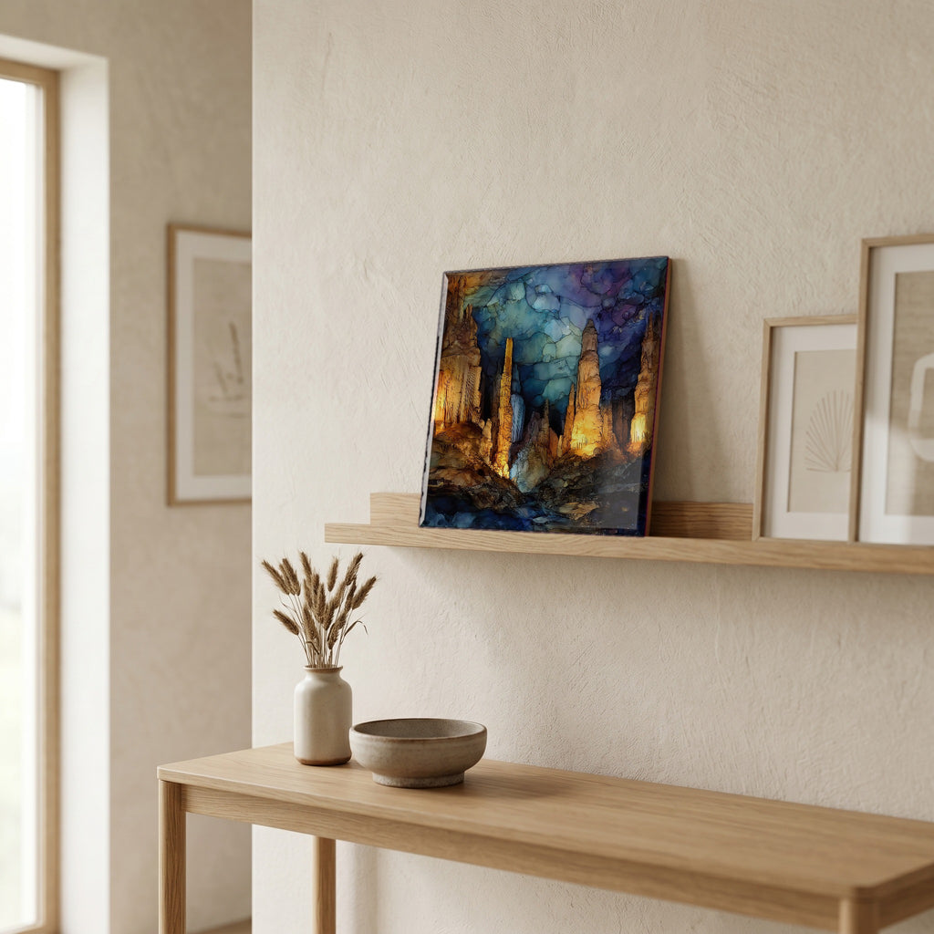 In the entryway, first thing you see.
