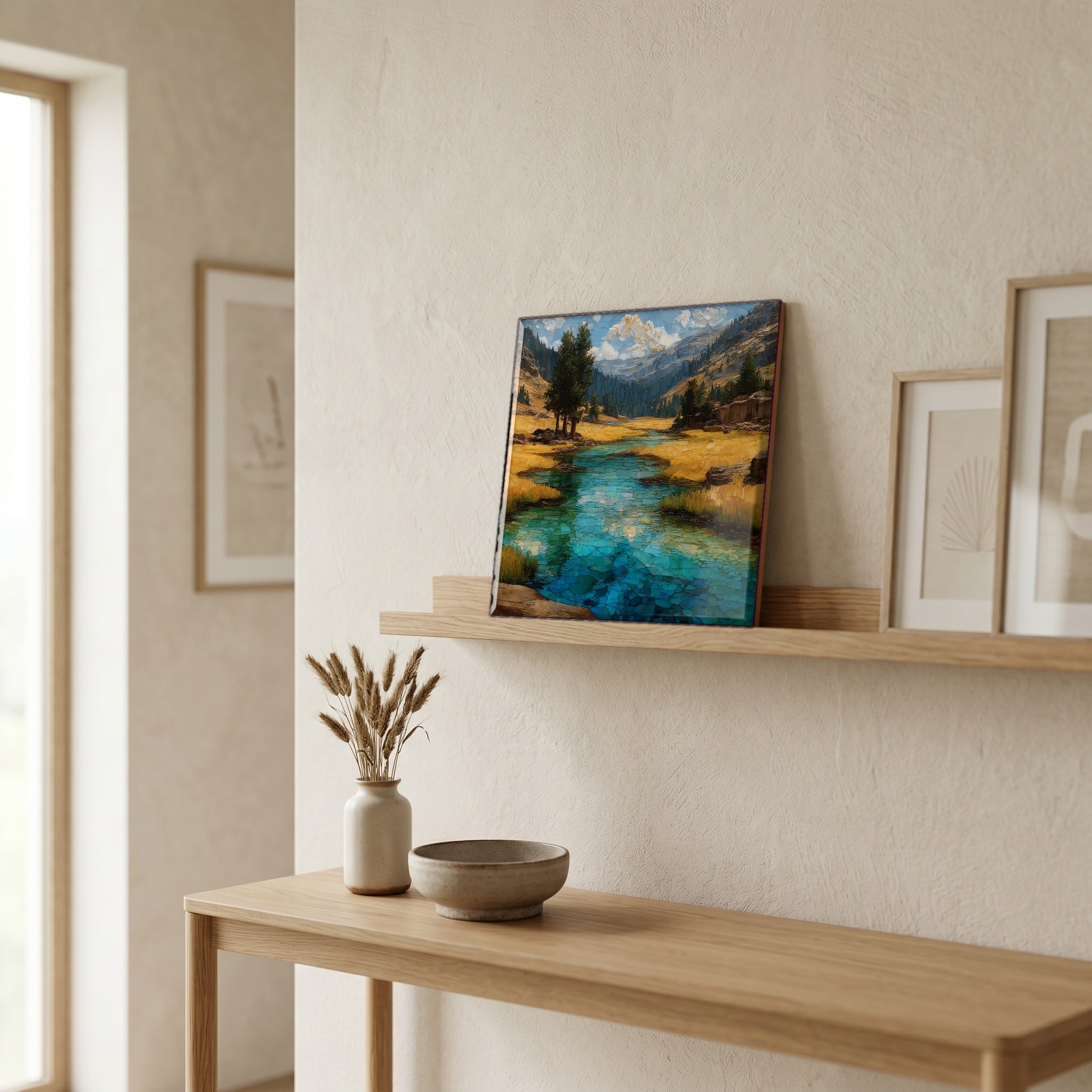 In the entryway, first thing you see.