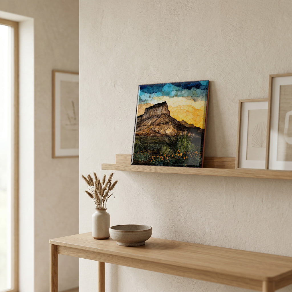 In the entryway, first thing you see.