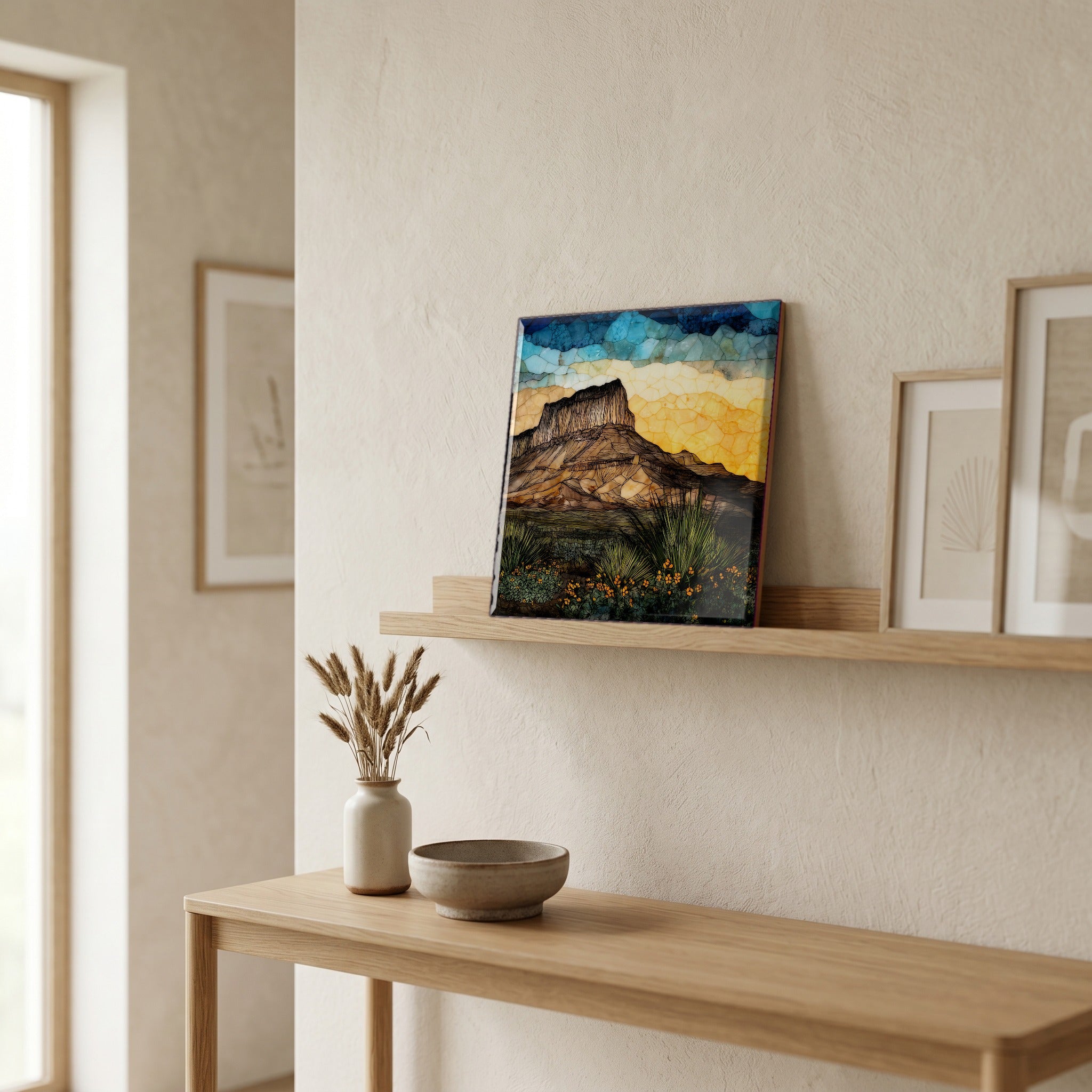 In the entryway, first thing you see.