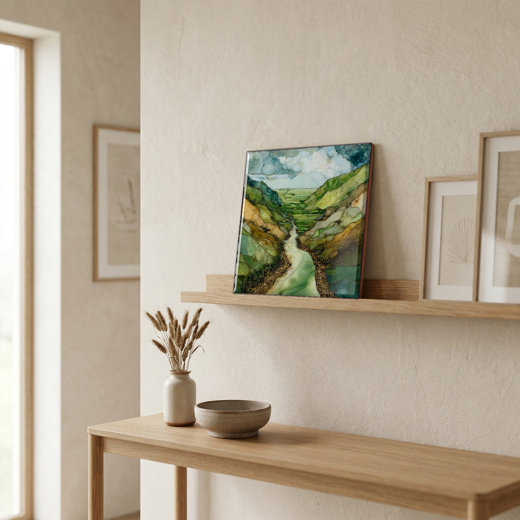 In the entryway, first thing you see.