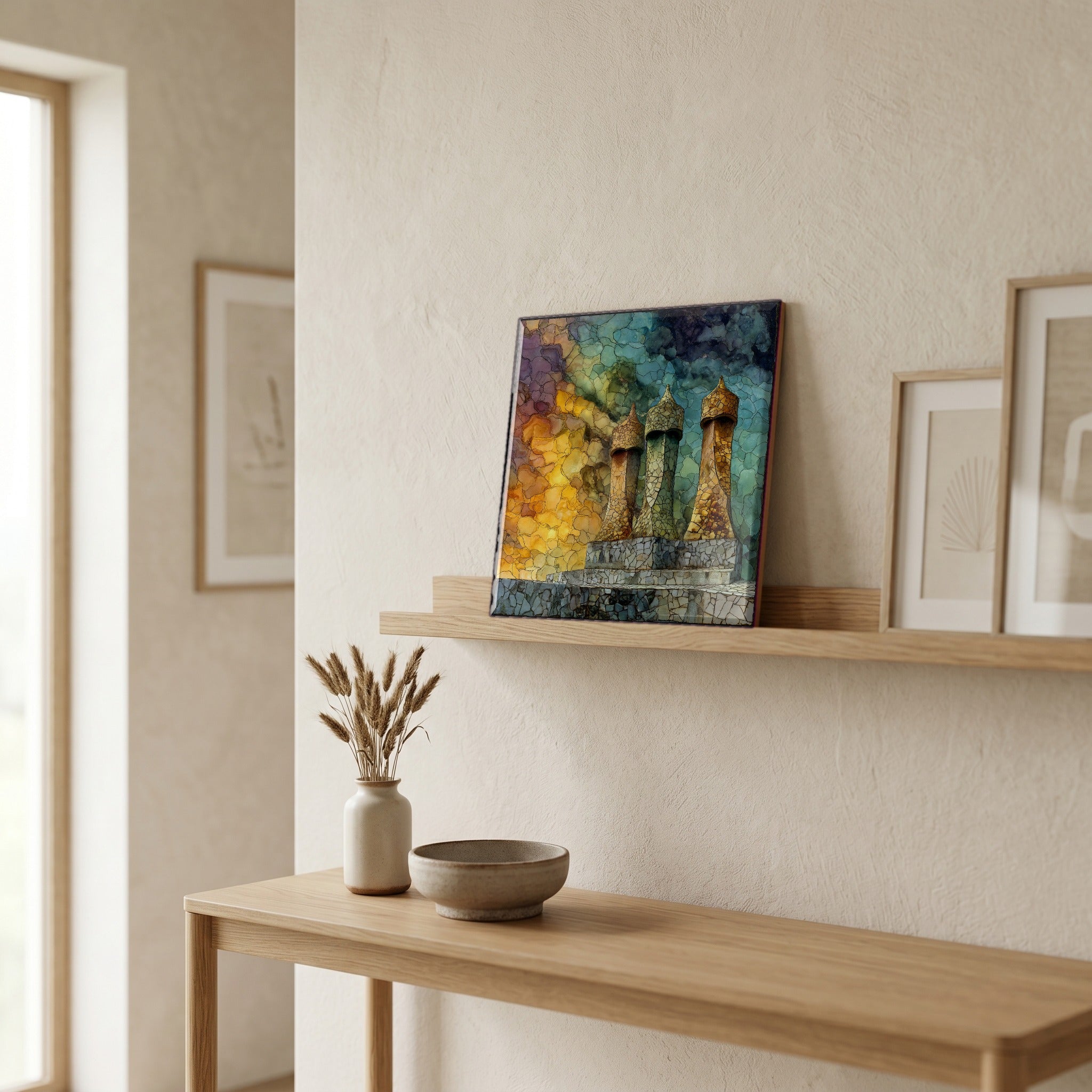 In the entryway, first thing you see.