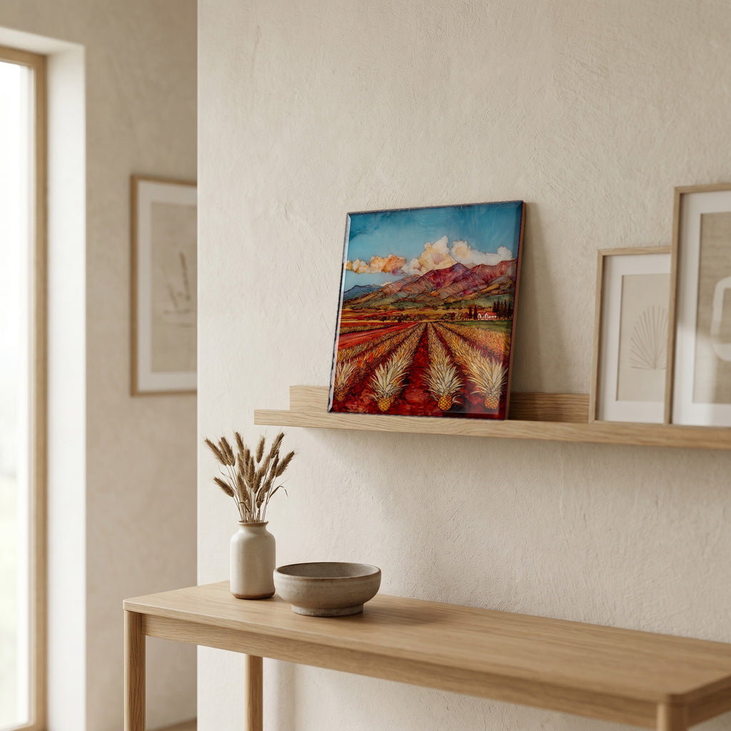 On a picture ledge, where the light comes in.