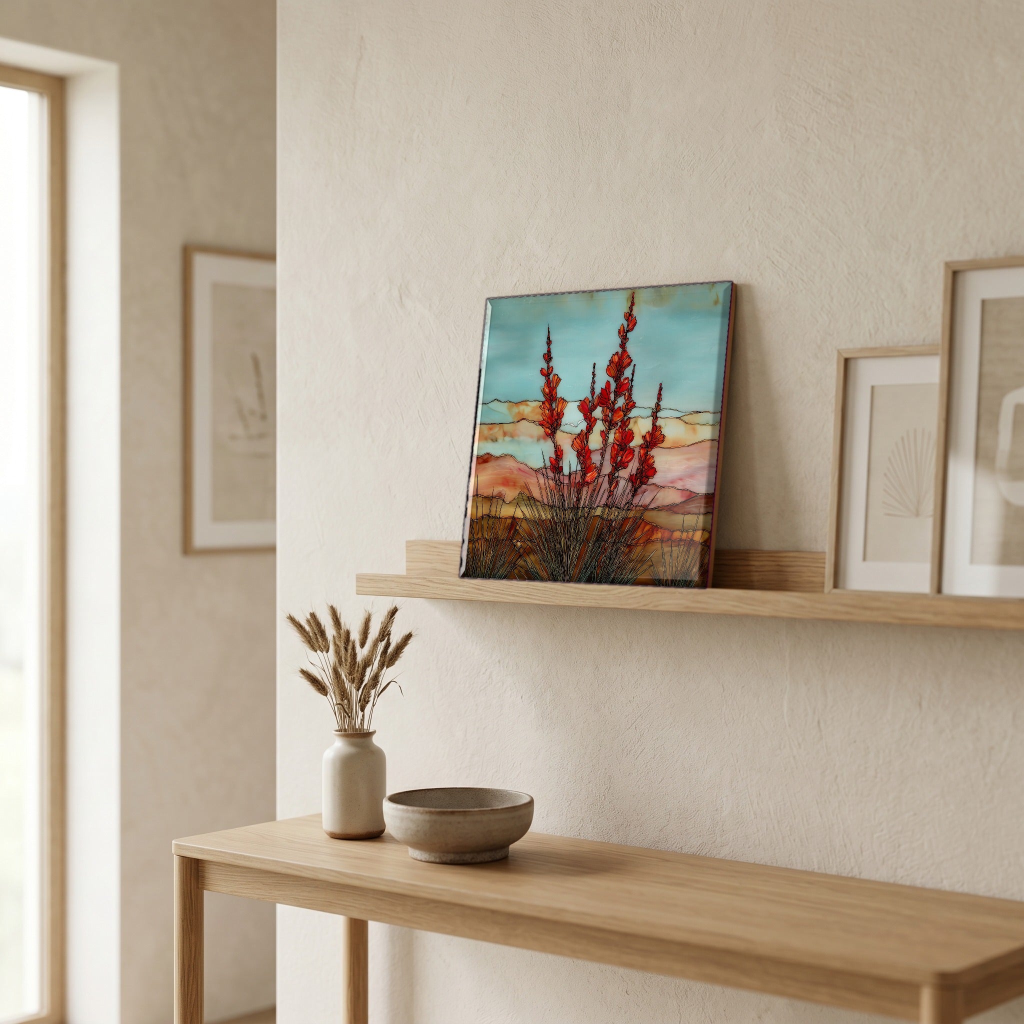 In the entryway, first thing you see.