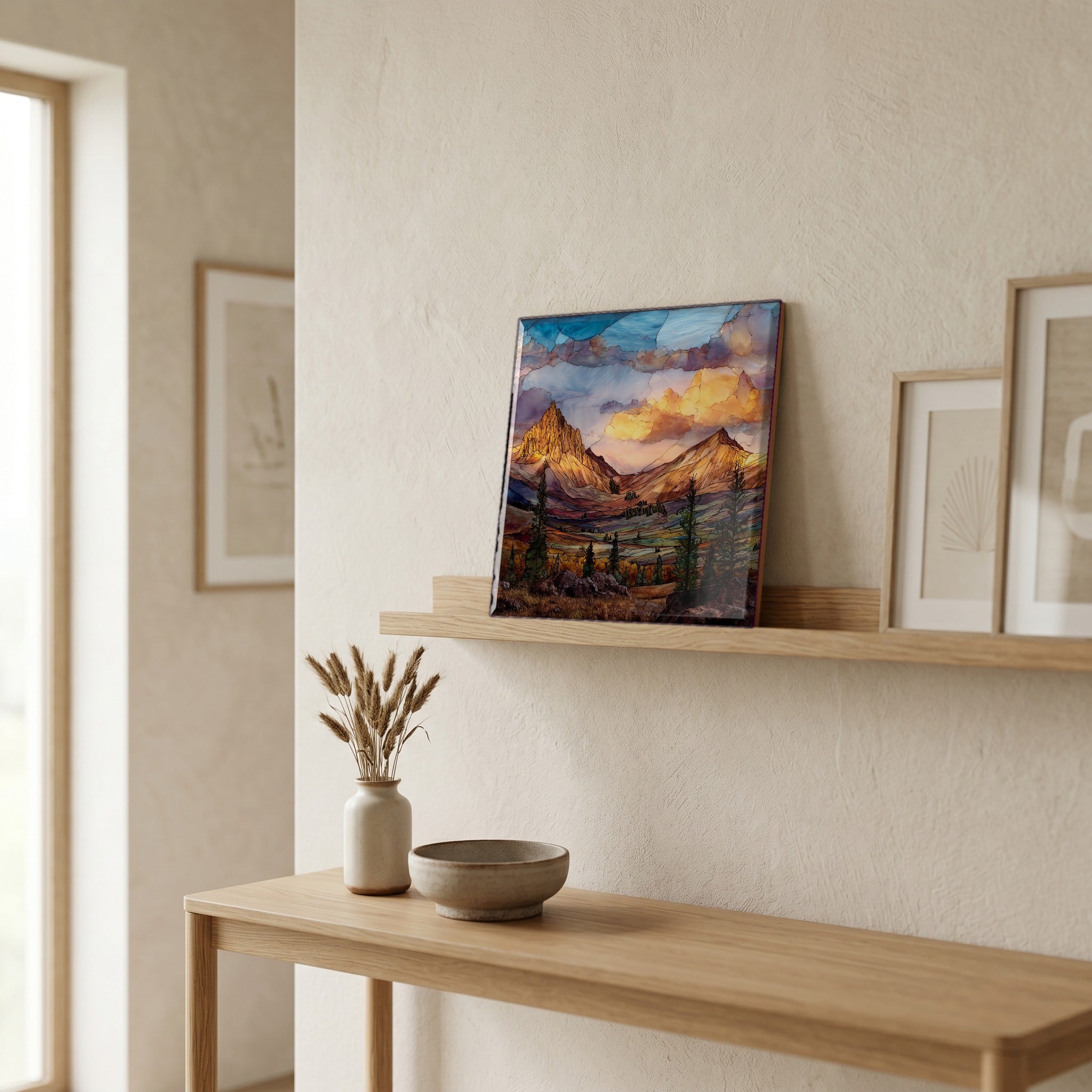 In the entryway, first thing you see.