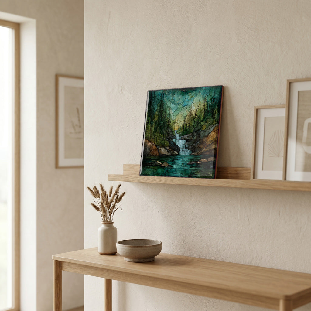 In the entryway, first thing you see.