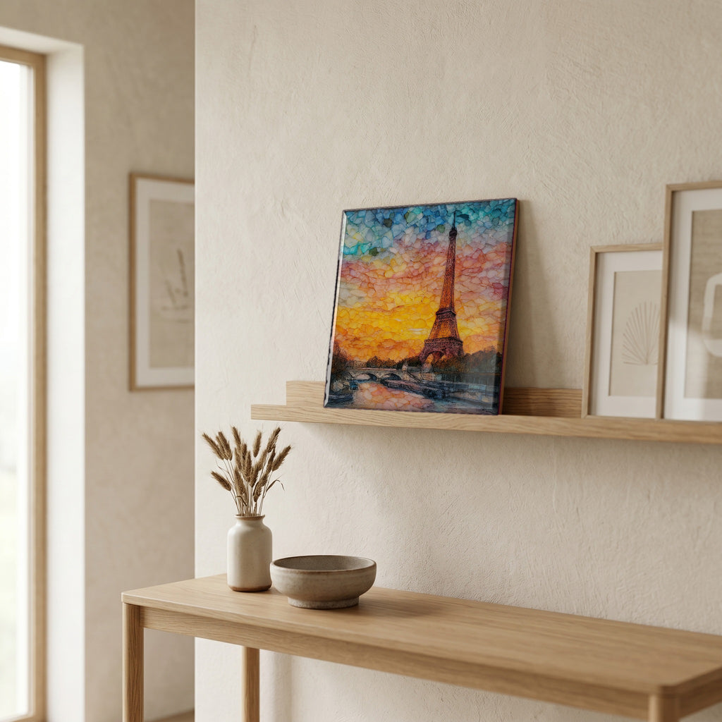 On a picture ledge, where the light comes in.