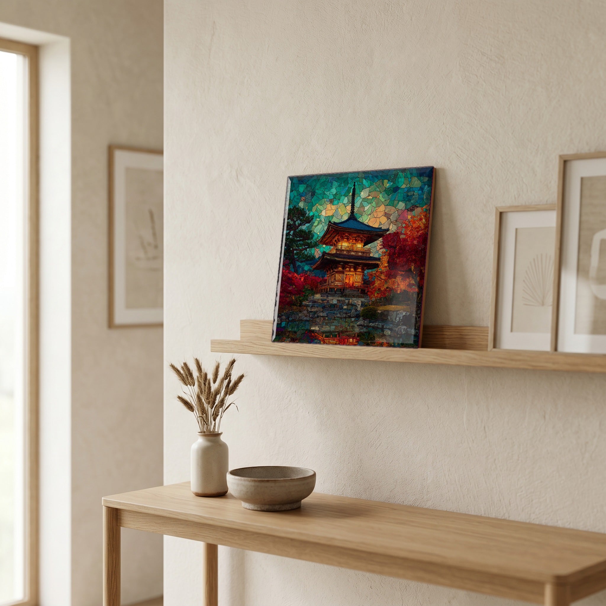 In the entryway, first thing you see.