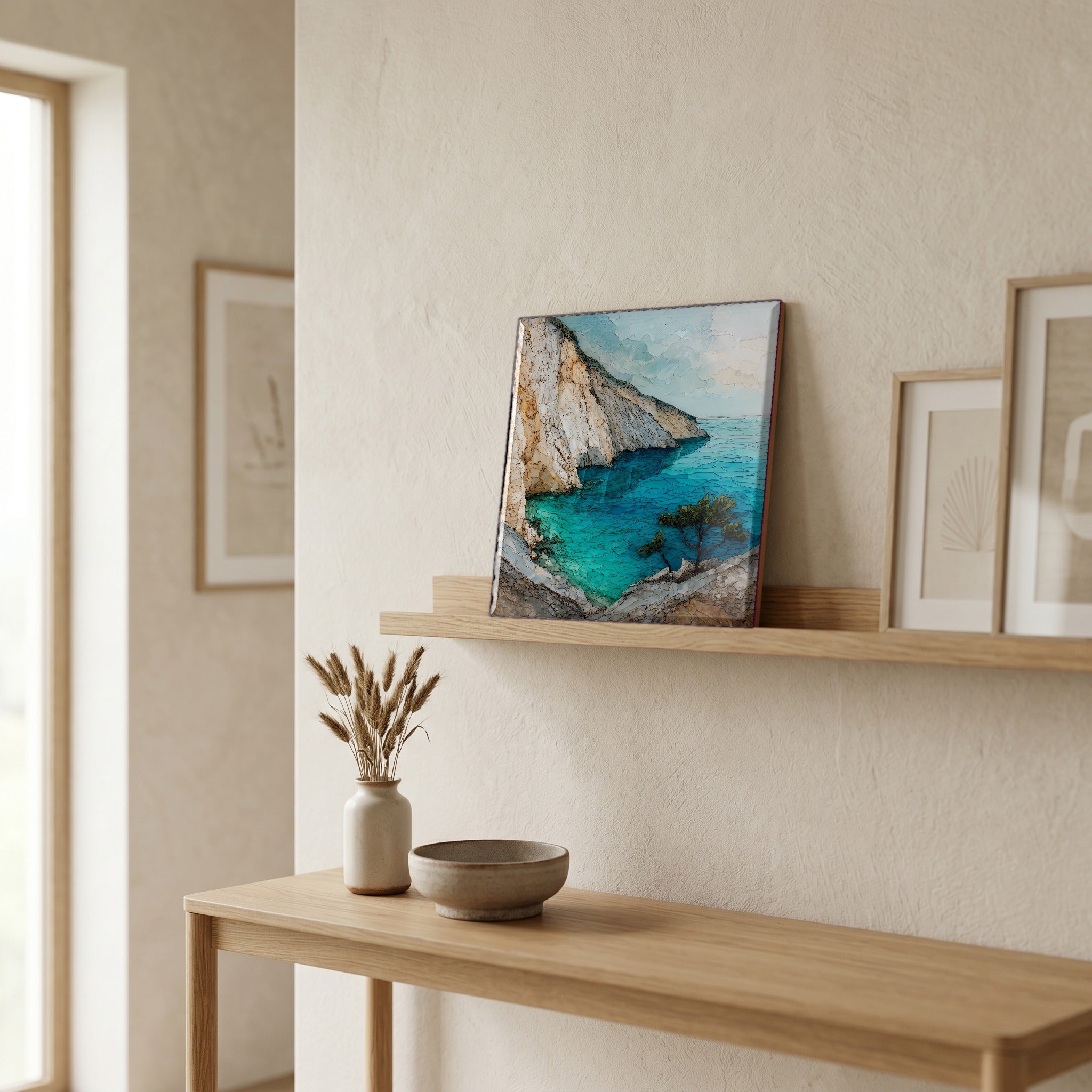 In the entryway, first thing you see.