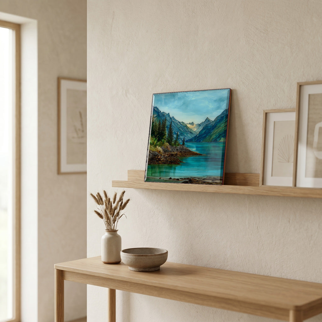 In the entryway, first thing you see.