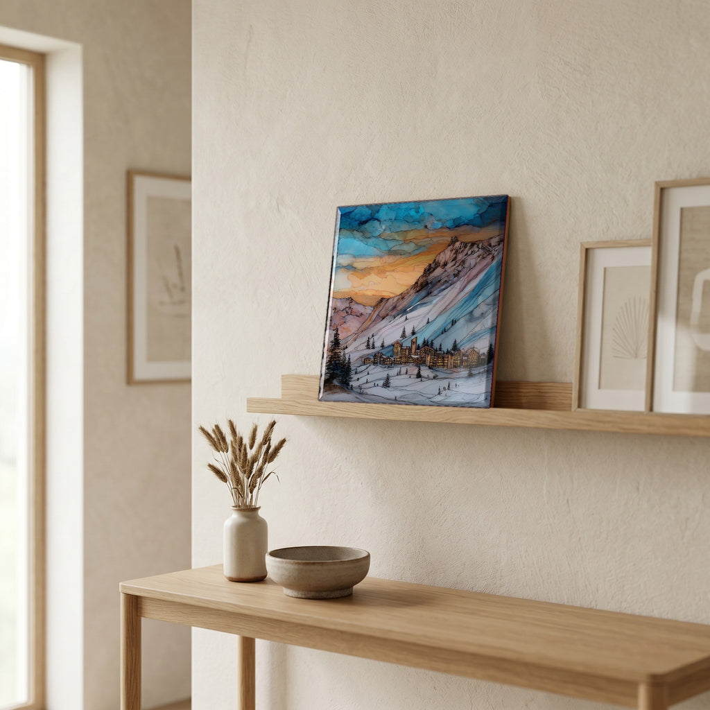 On a picture ledge, where the light comes in.