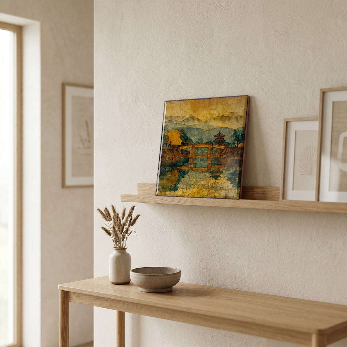 In the entryway, first thing you see.