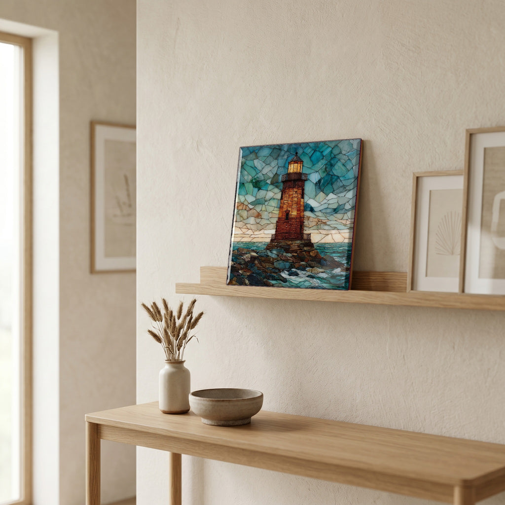 In the entryway, first thing you see.