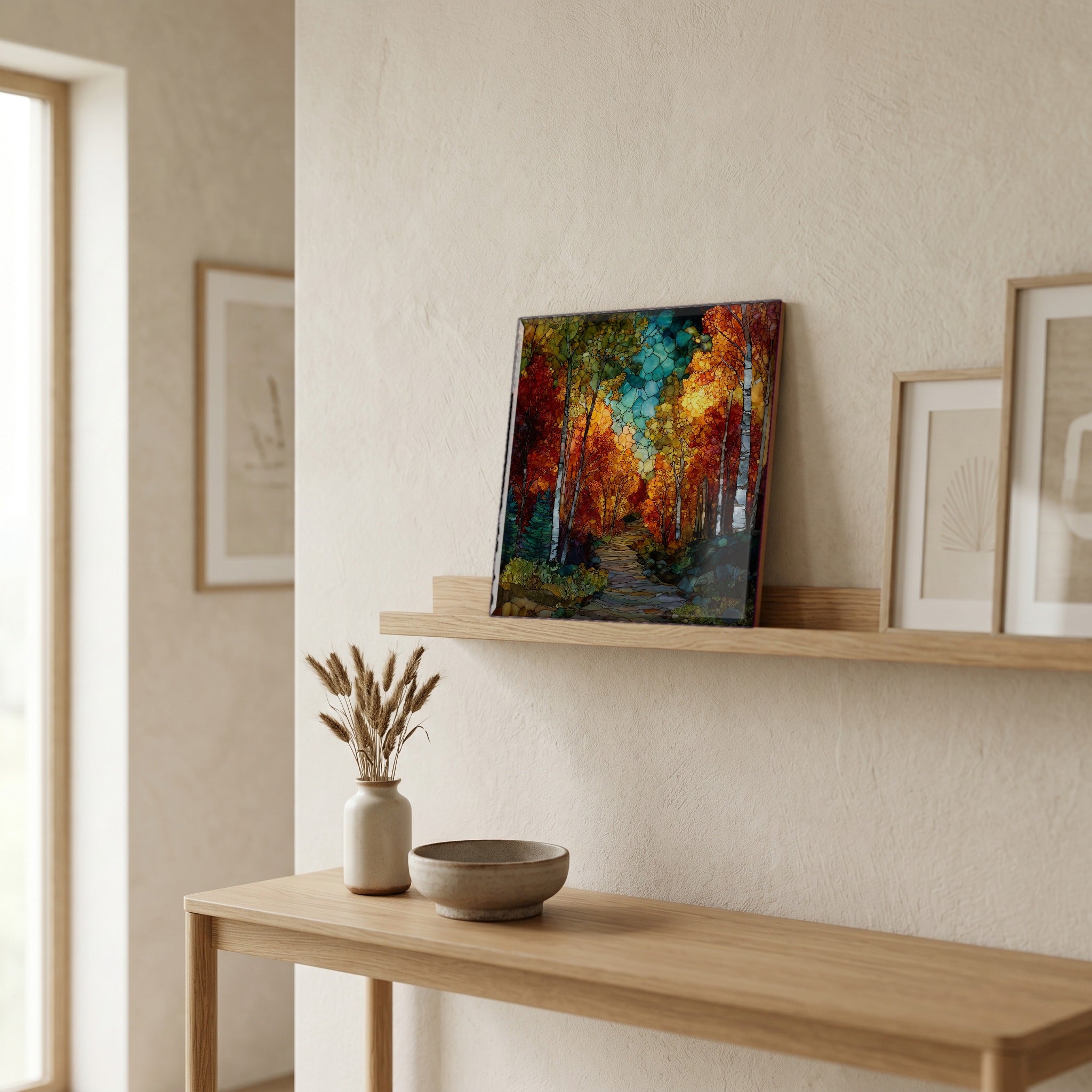In the entryway, first thing you see.