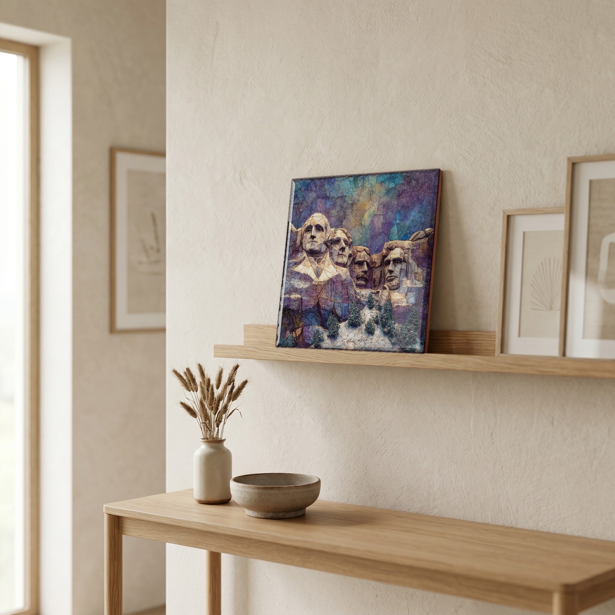 In the entryway, first thing you see.