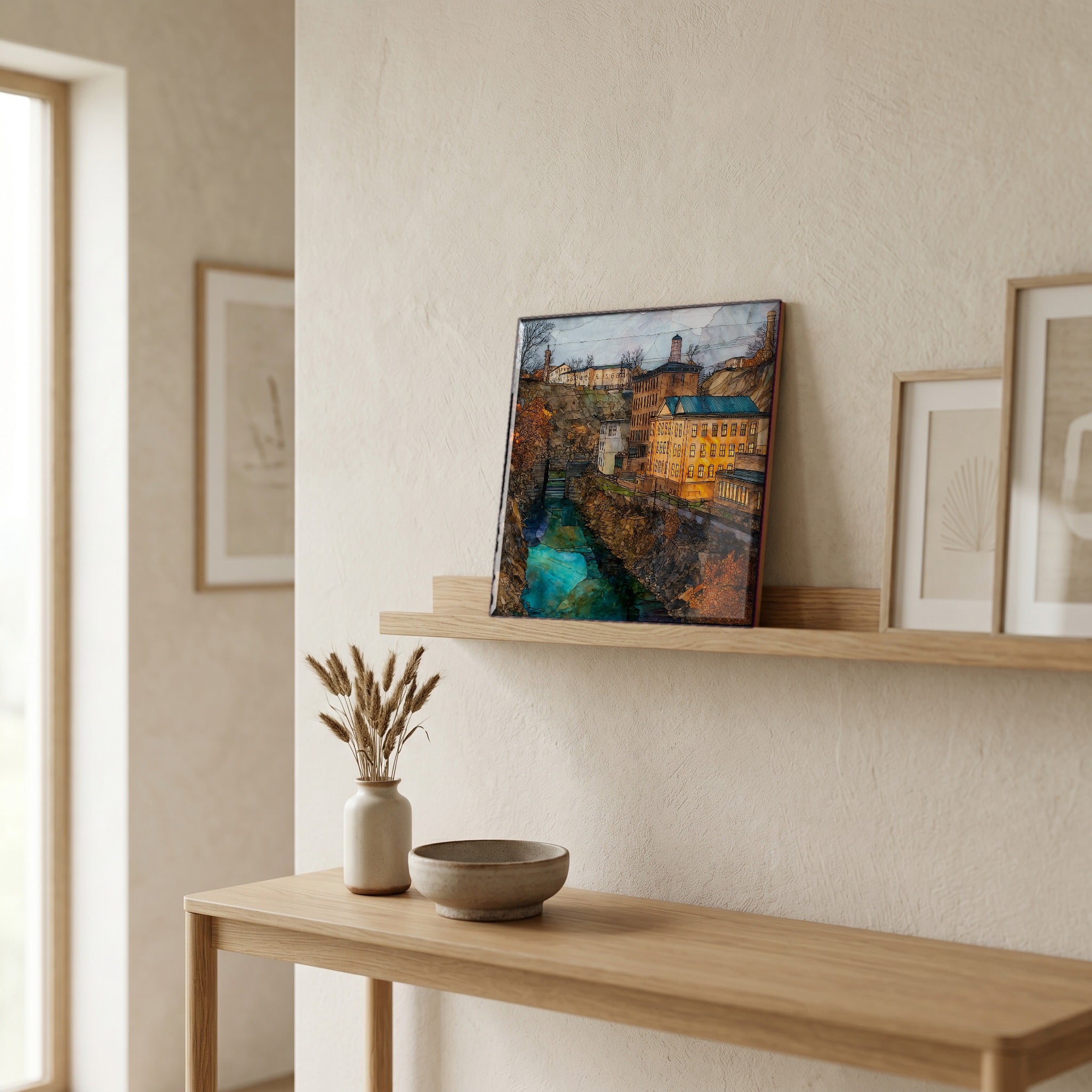 In the entryway, first thing you see.