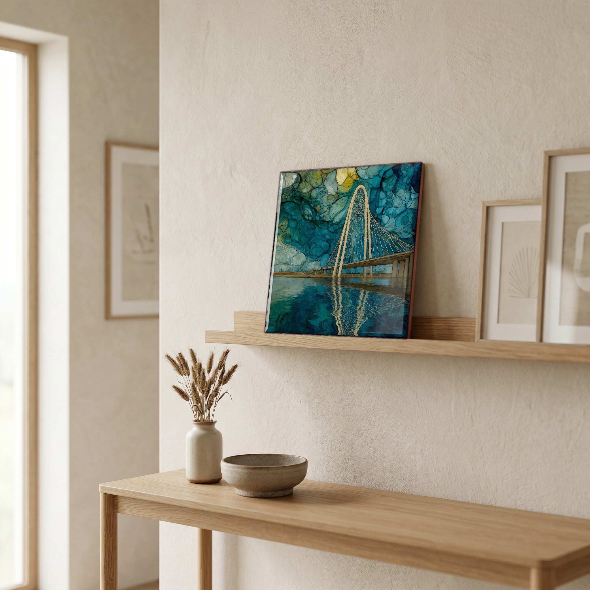 In the entryway, first thing you see.