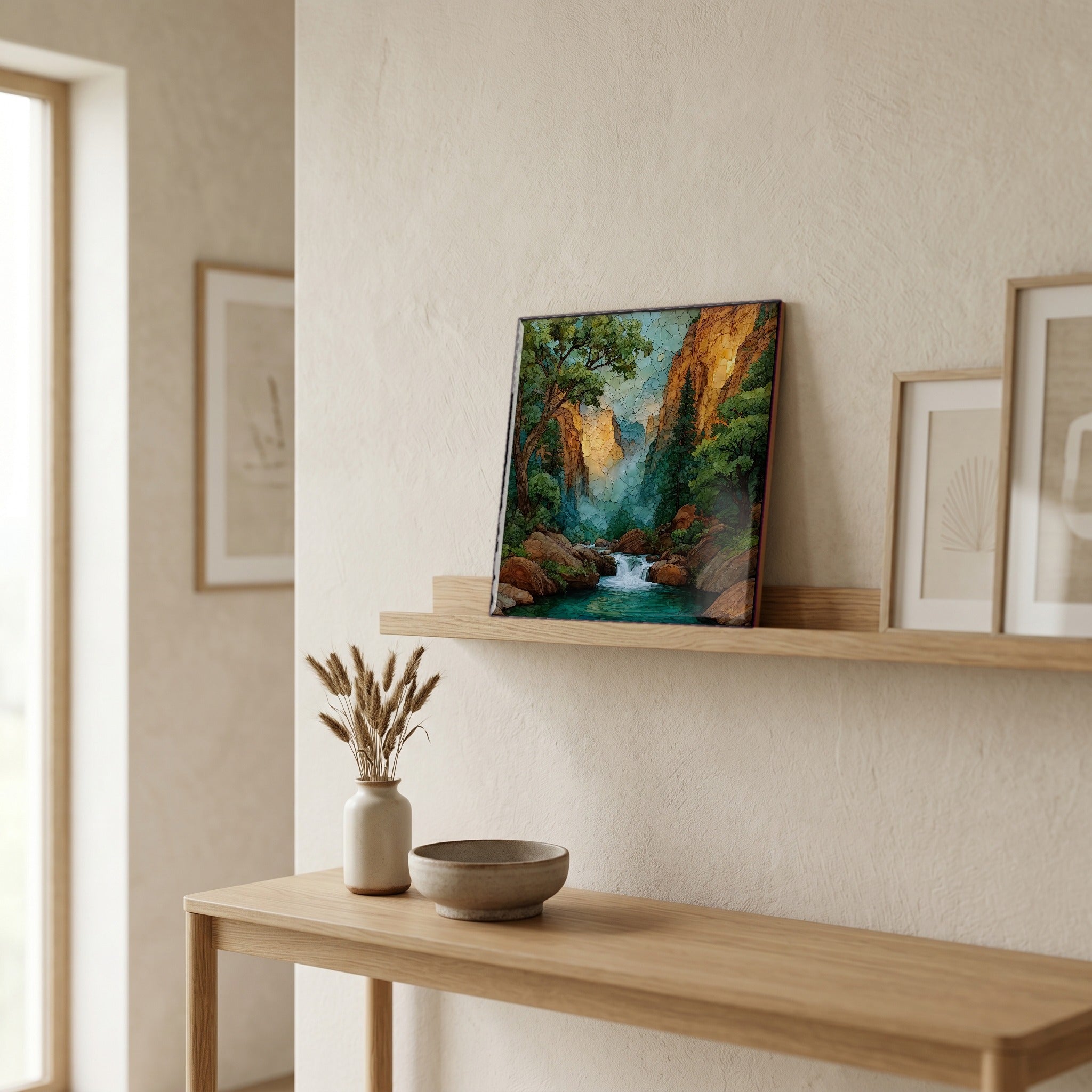 In the entryway, first thing you see.
