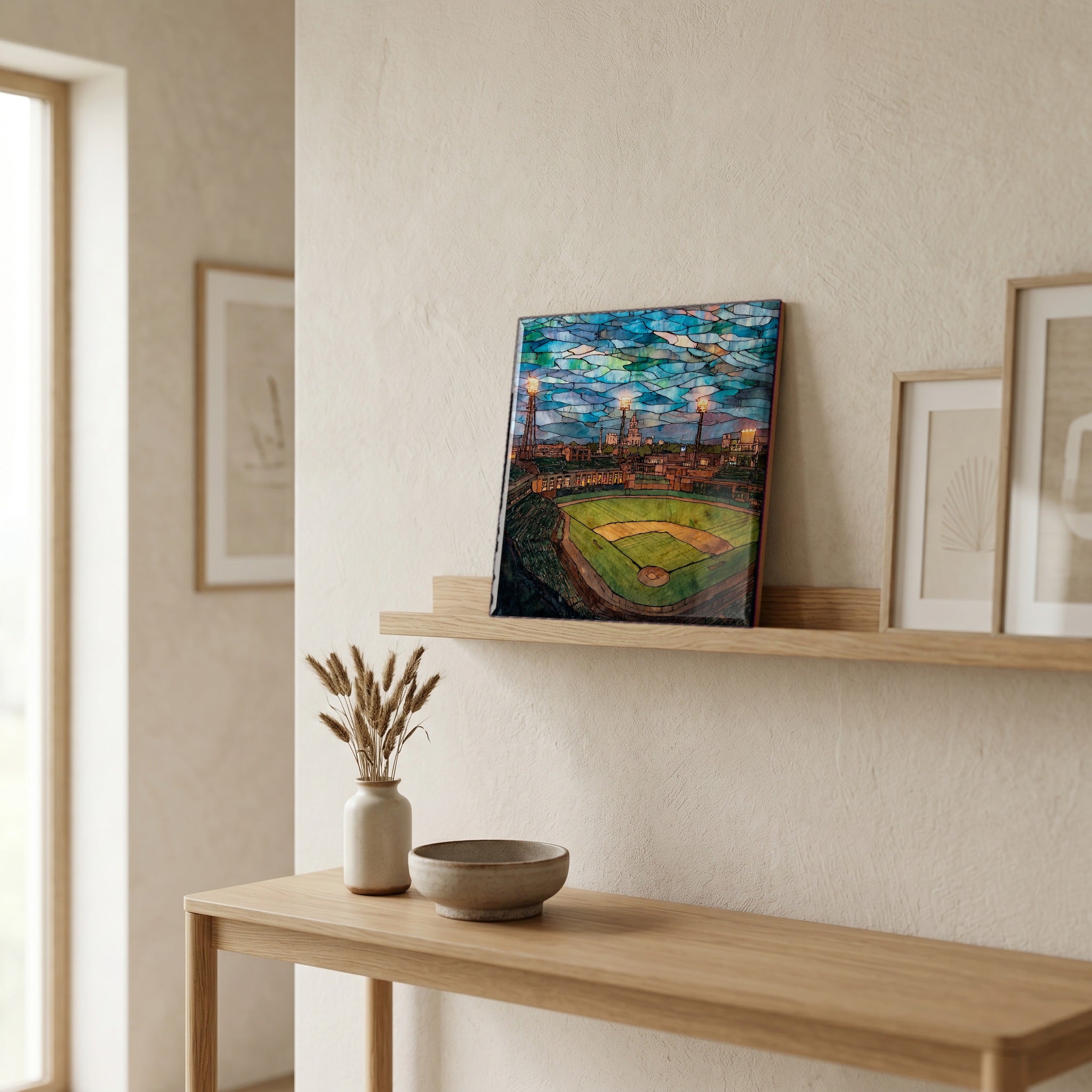 In the entryway, first thing you see.
