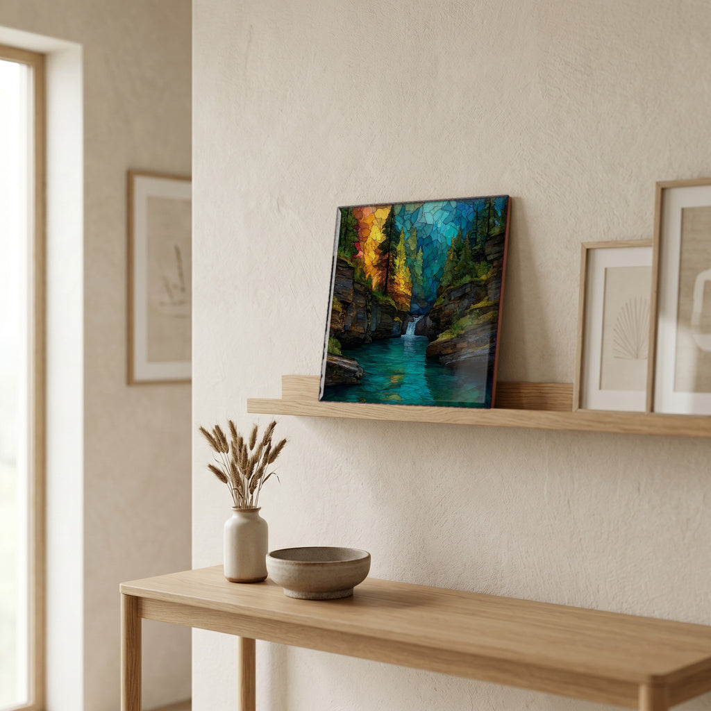 In the entryway, first thing you see.