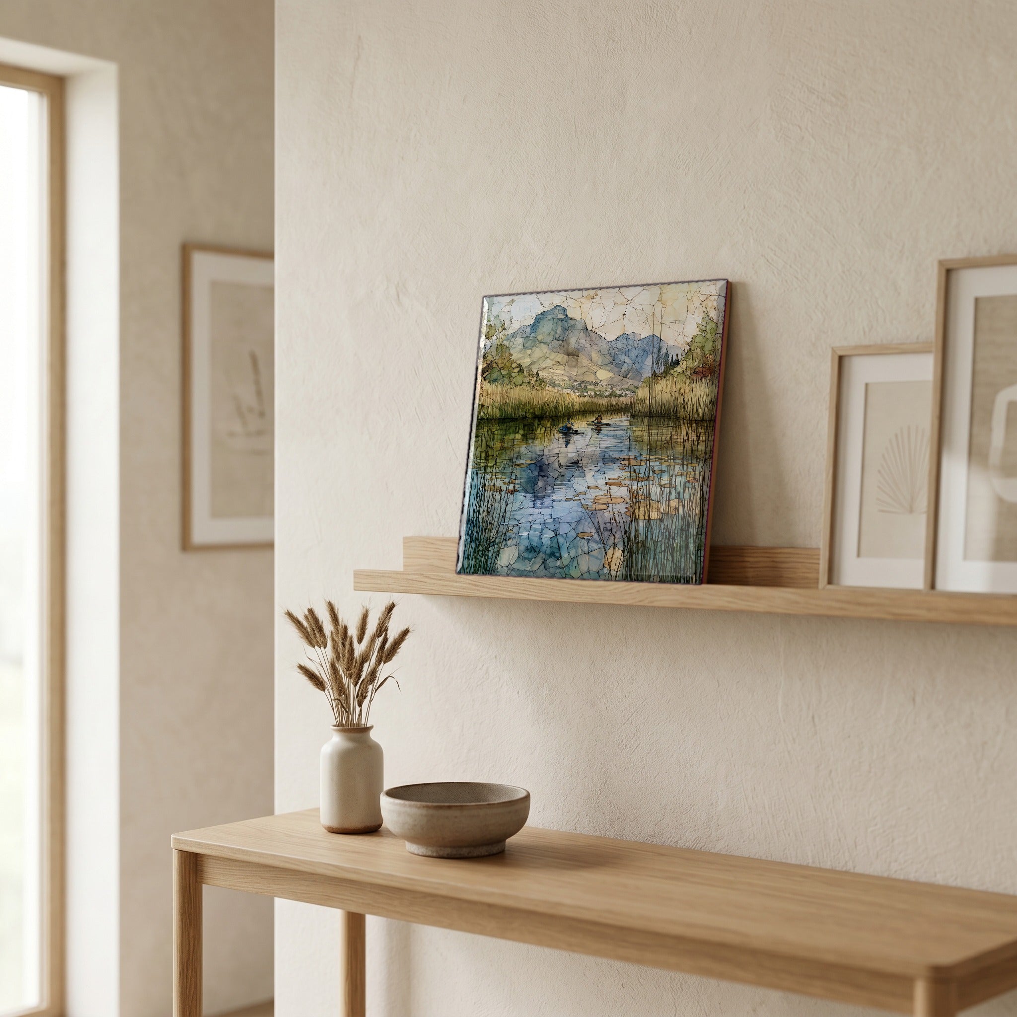 In the entryway, first thing you see.