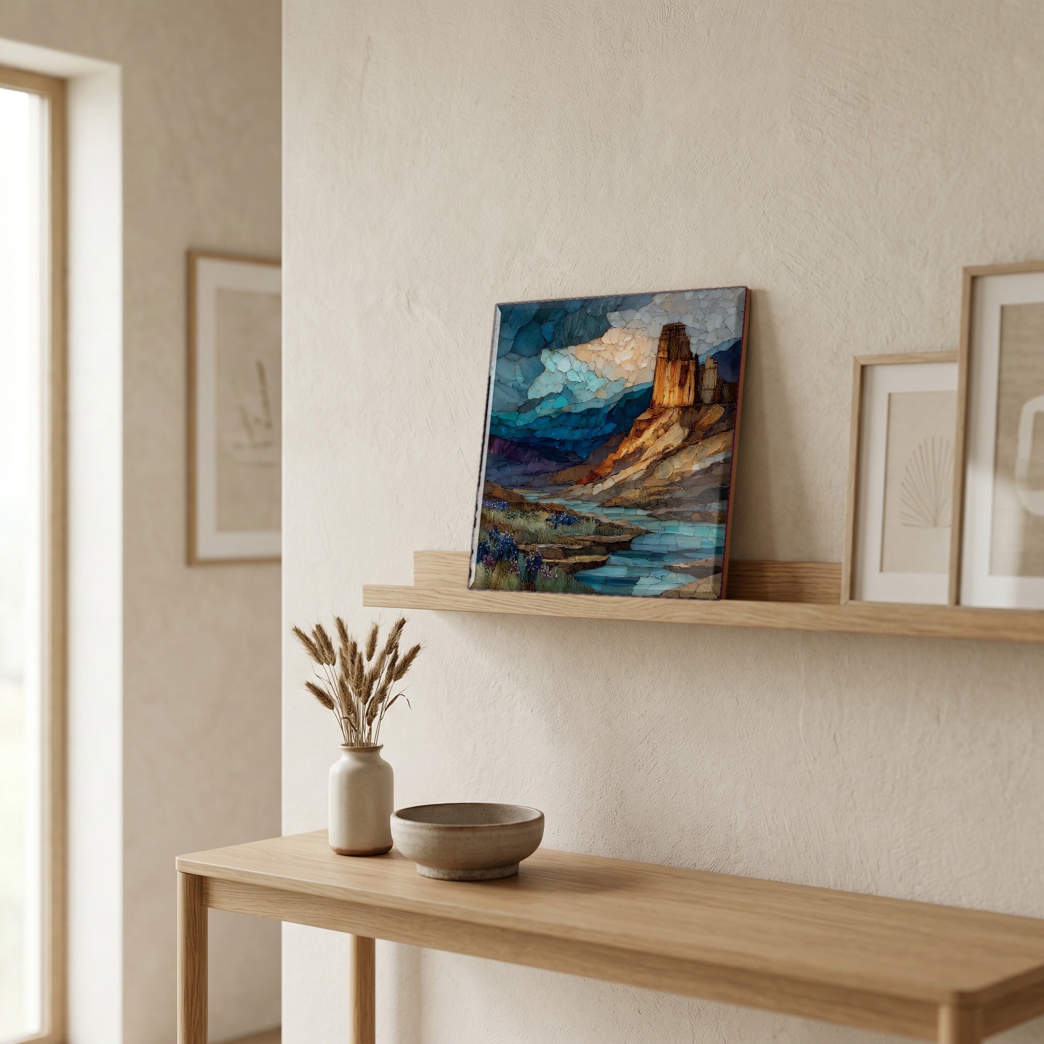 In the entryway, first thing you see.