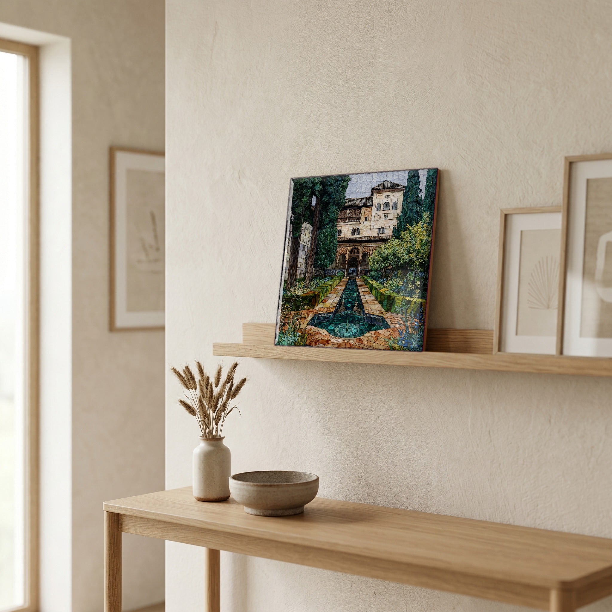 In the entryway, first thing you see.