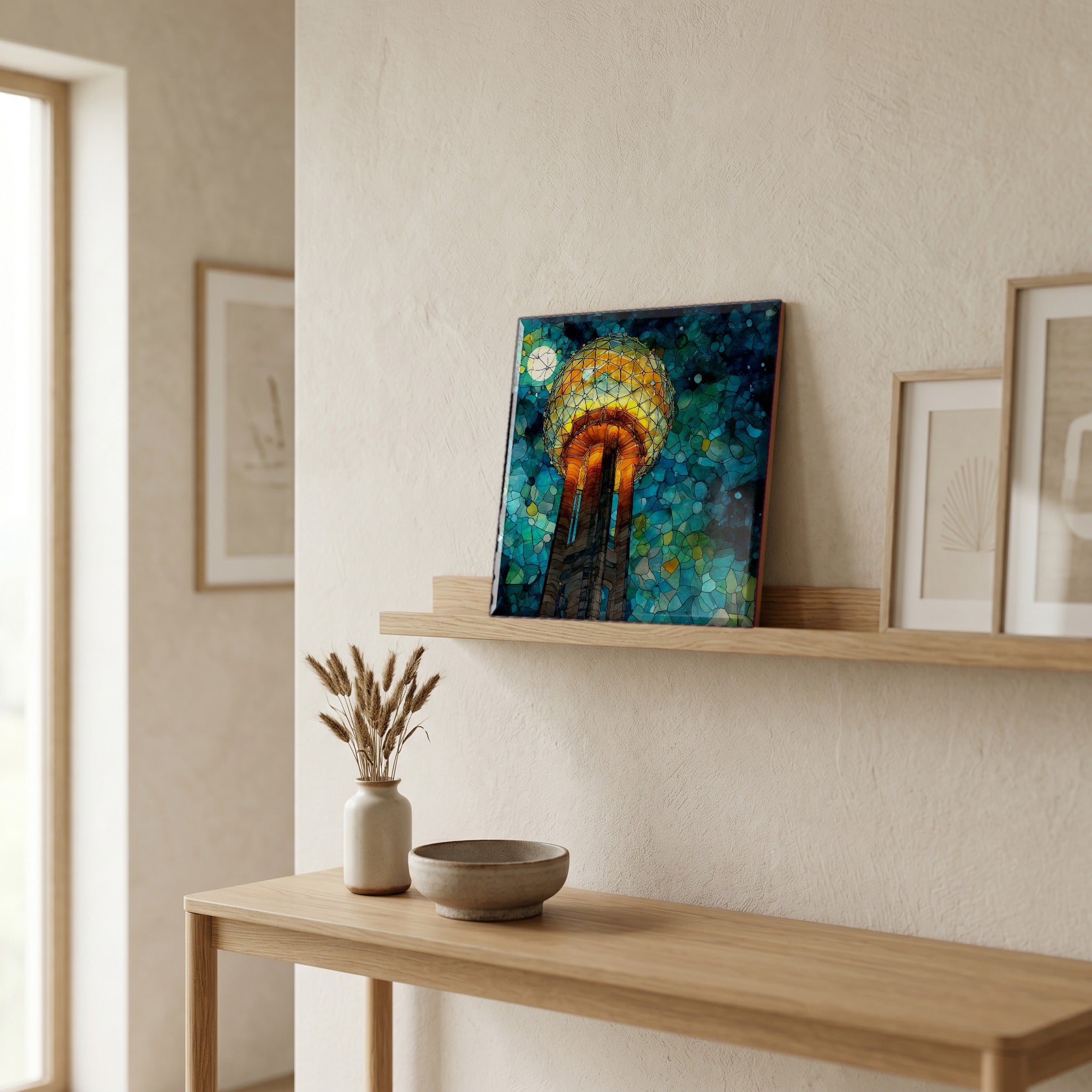 In the entryway, first thing you see.