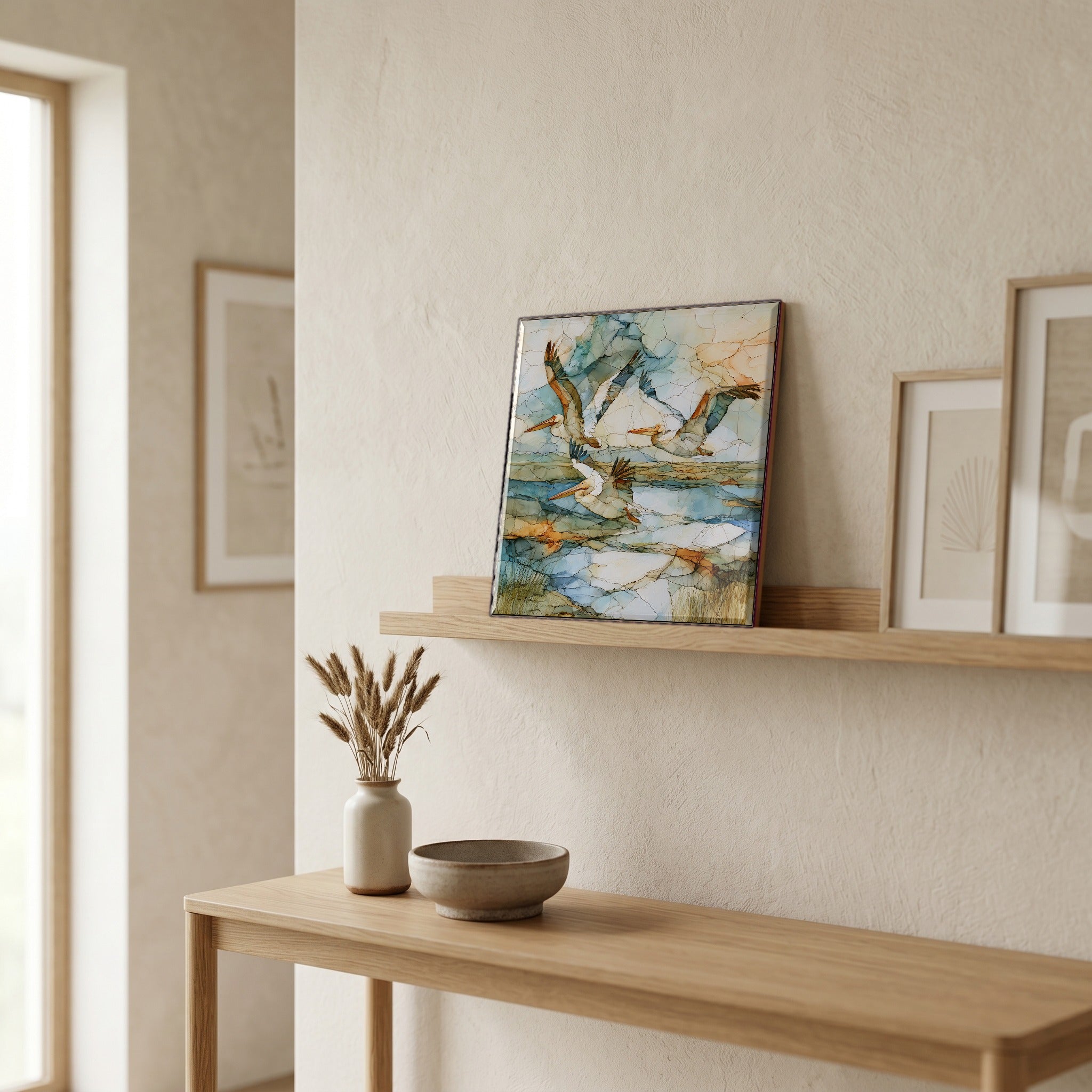 In the entryway, first thing you see.
