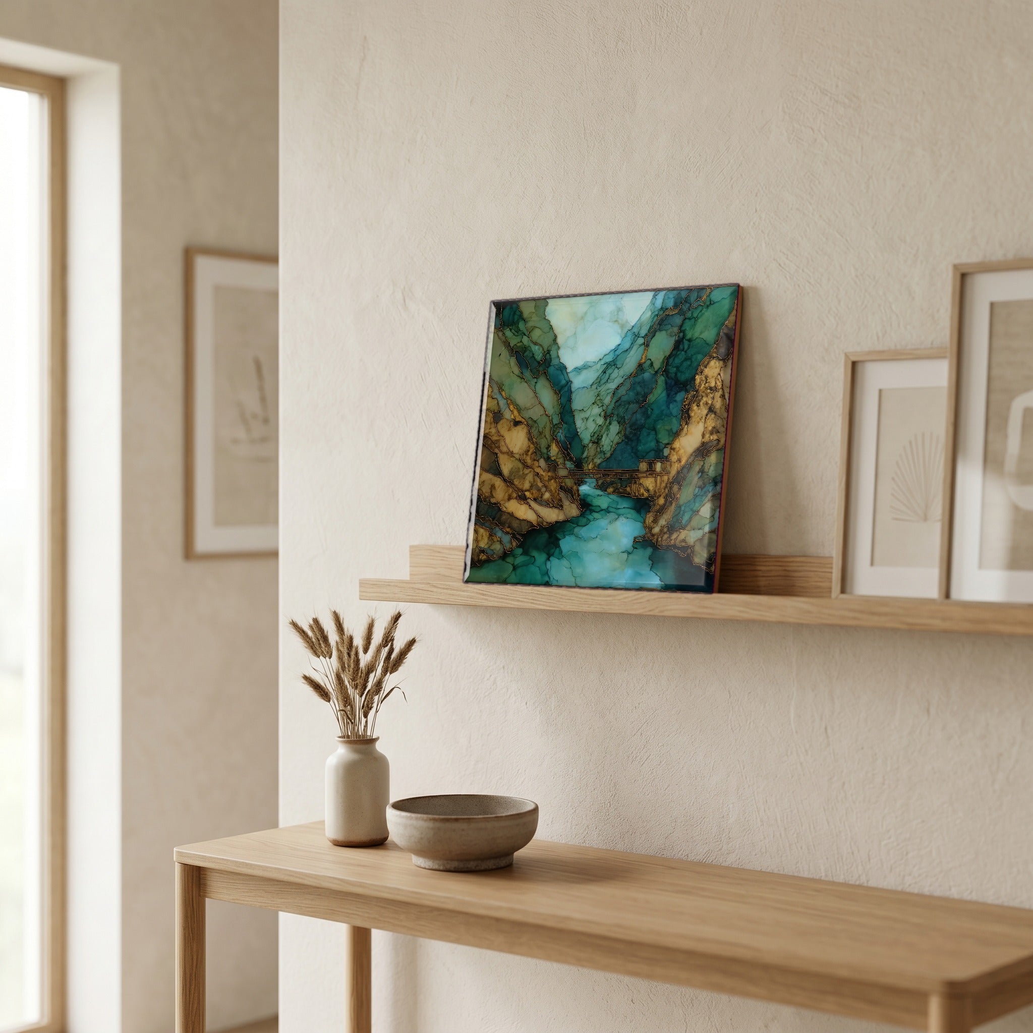 In the entryway, first thing you see.