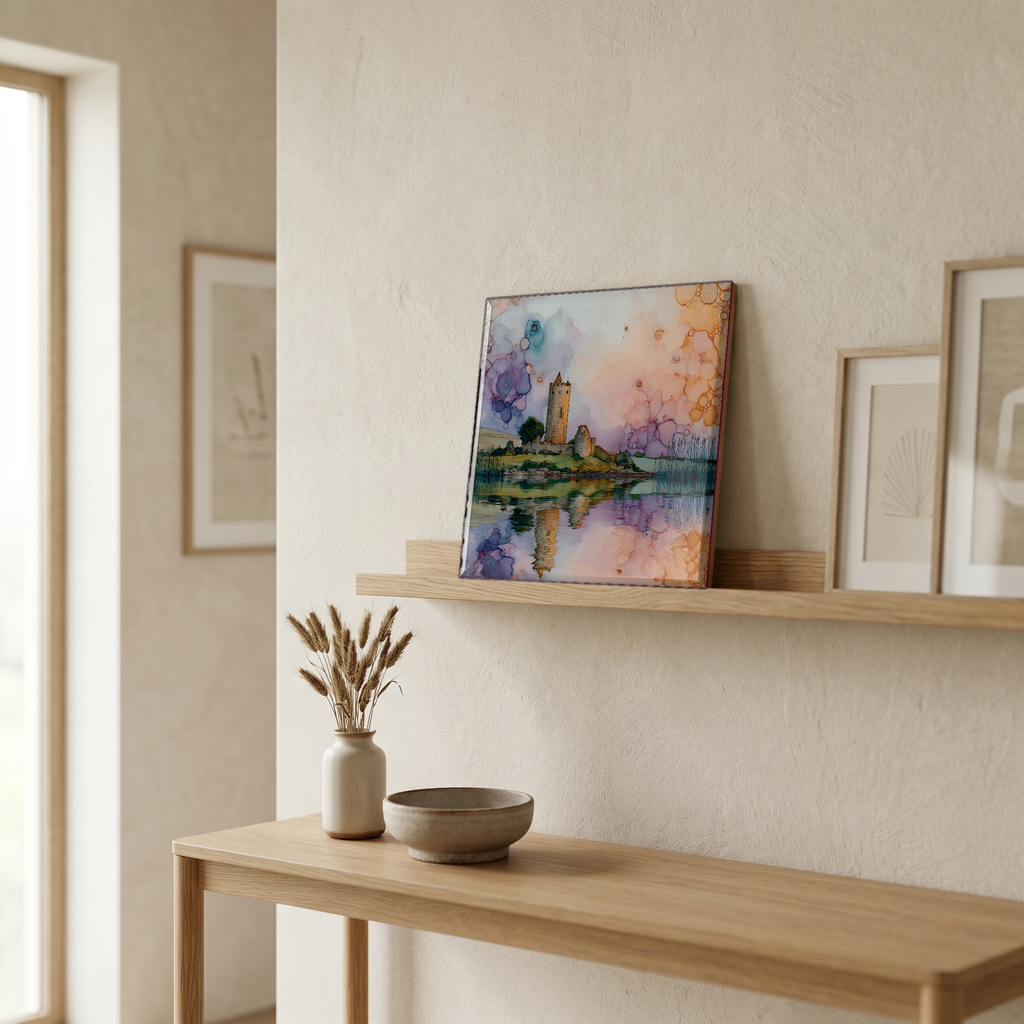 On a picture ledge, where the light comes in.