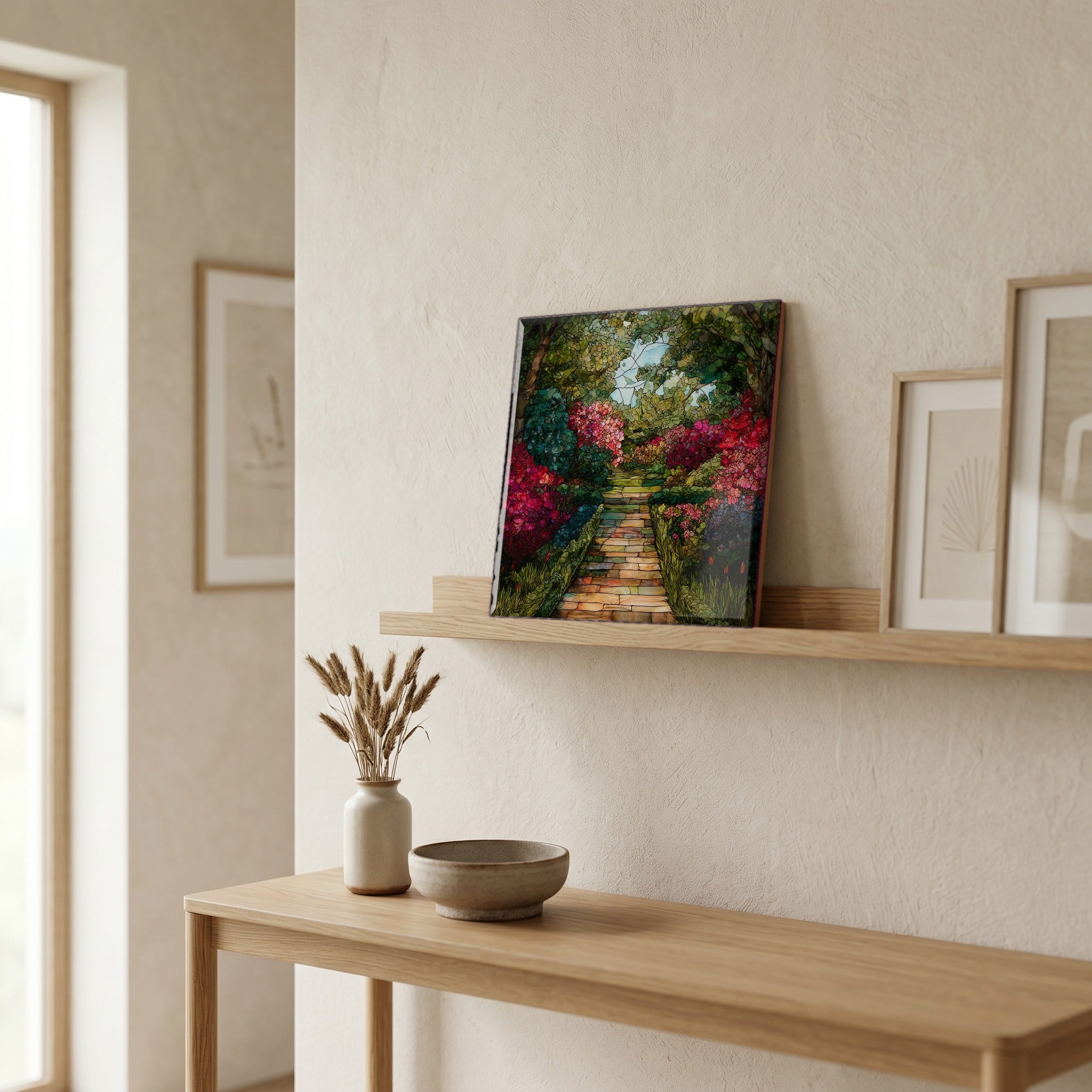 In the entryway, first thing you see.